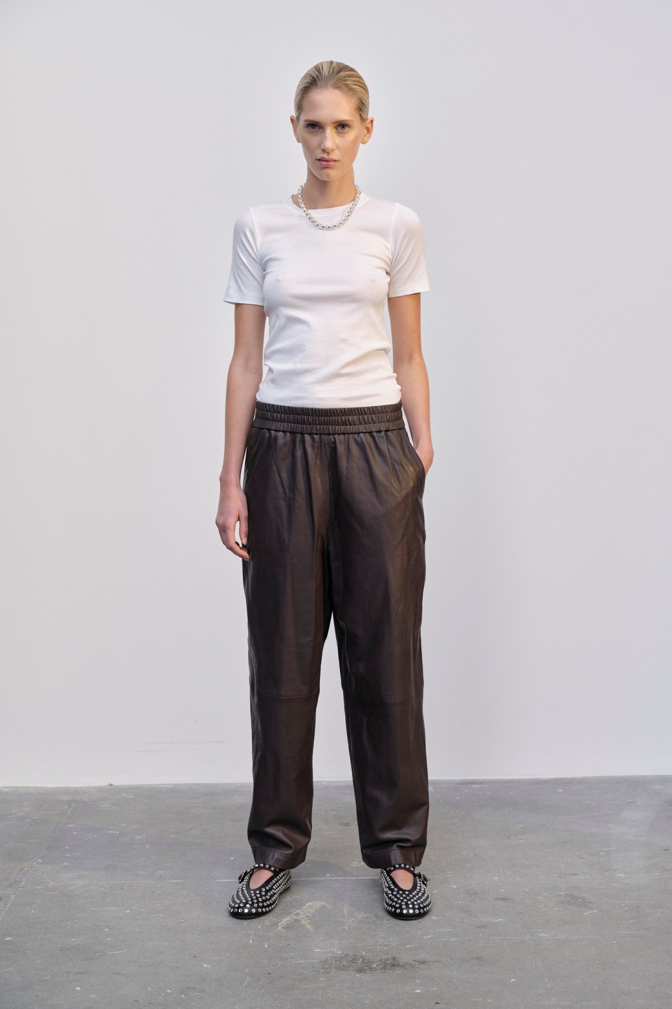 Shop Herskind Eagle Long Leather Pants In Brown