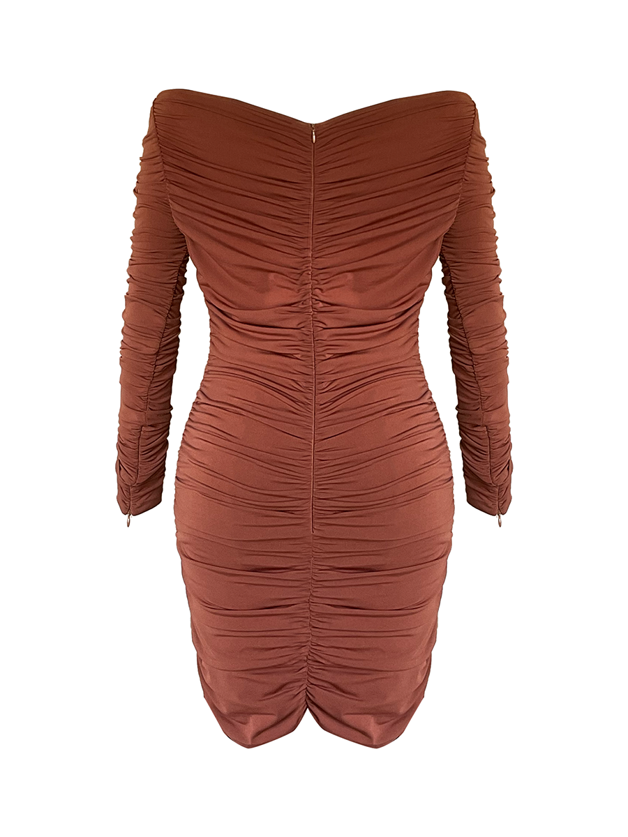 Shop Gigii's Alegra Dress In Coffee