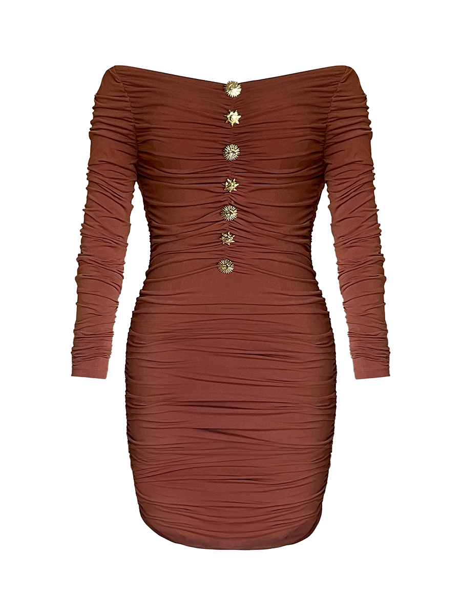 Shop Gigii's Alegra Dress In Coffee