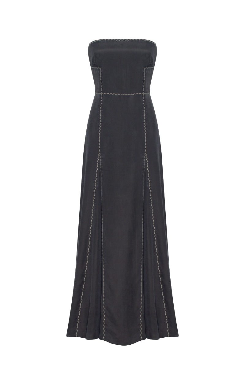 Shop Tamar Keburia Maxi Boned Dress In Black