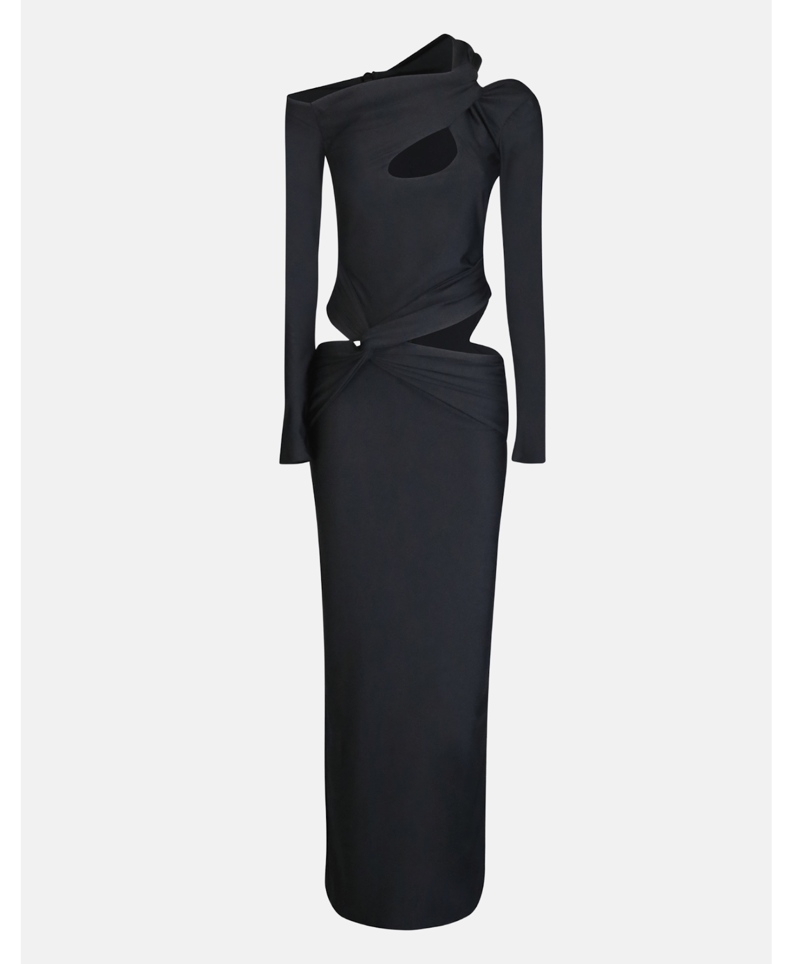 ORNYA Black Cut-Out Maxi Dress made by MAET