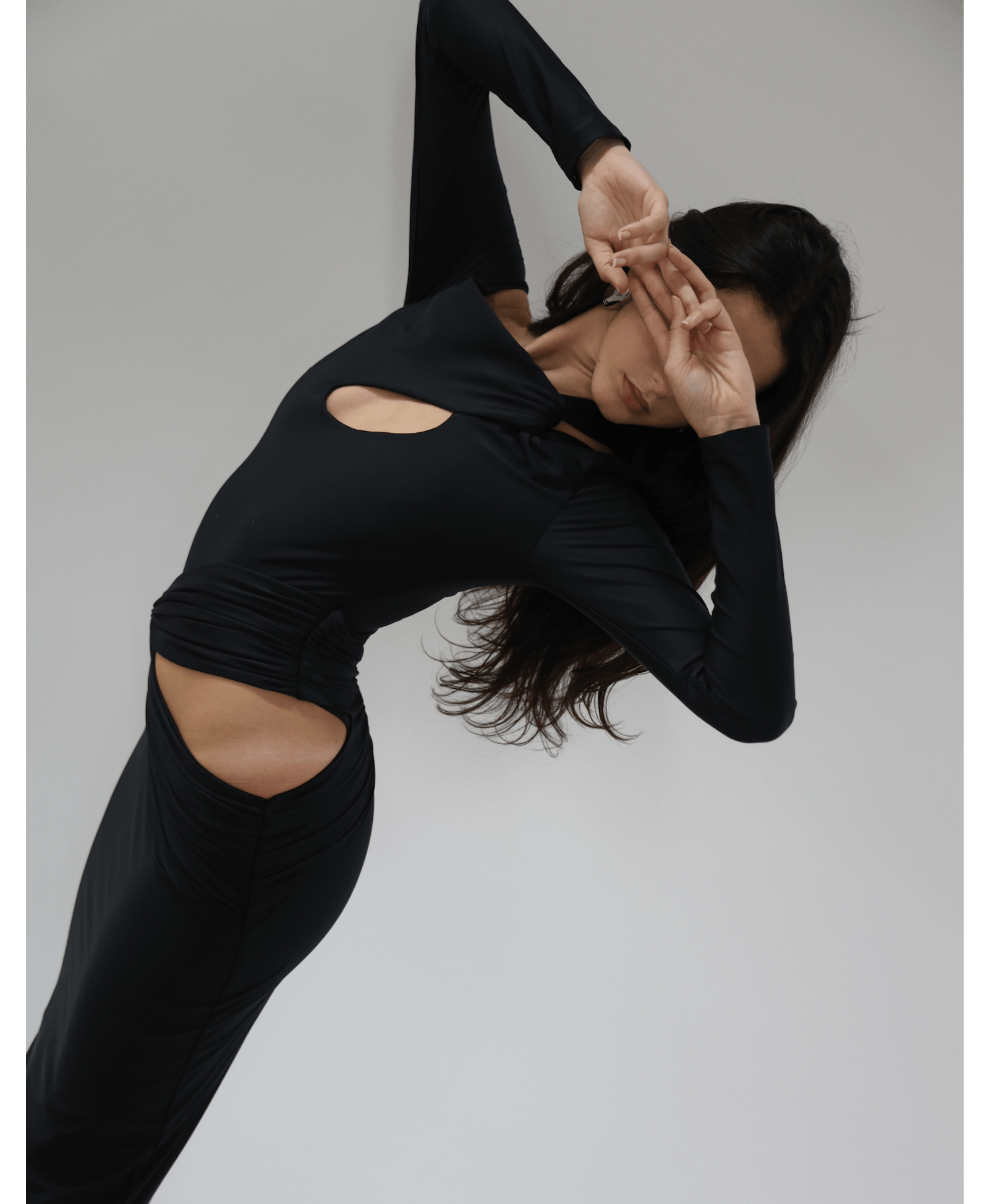 ORNYA Black Cut-Out Maxi Dress made by MAET