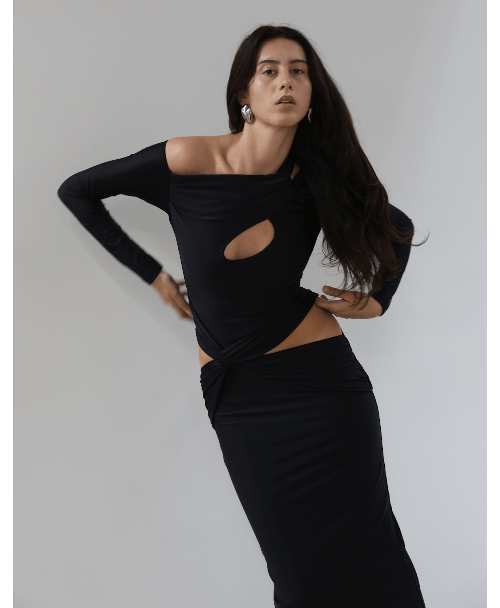 ORNYA Black Cut-Out Maxi Dress made by MAET