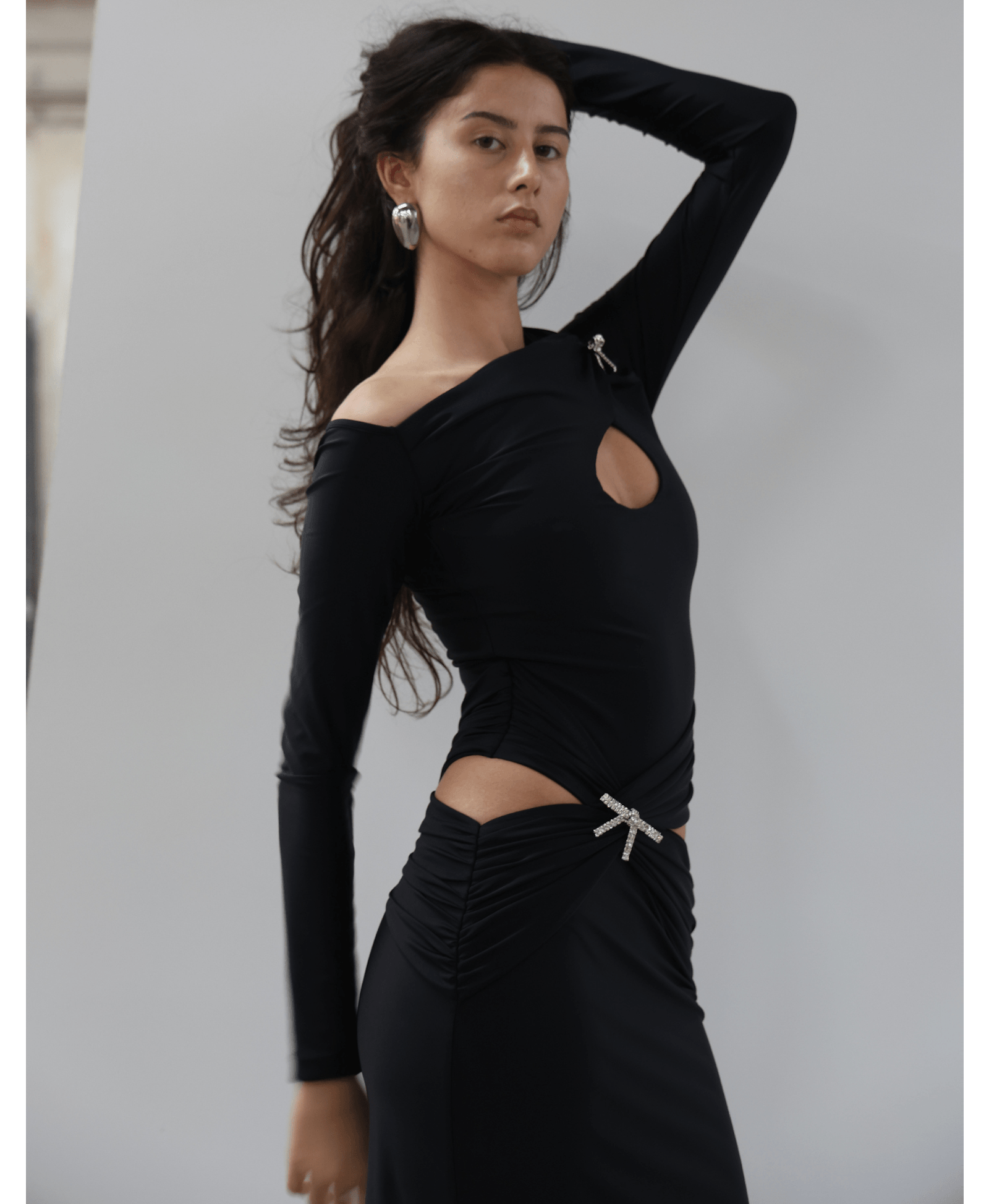 ORNYA Black Cut-Out Maxi Dress made by MAET
