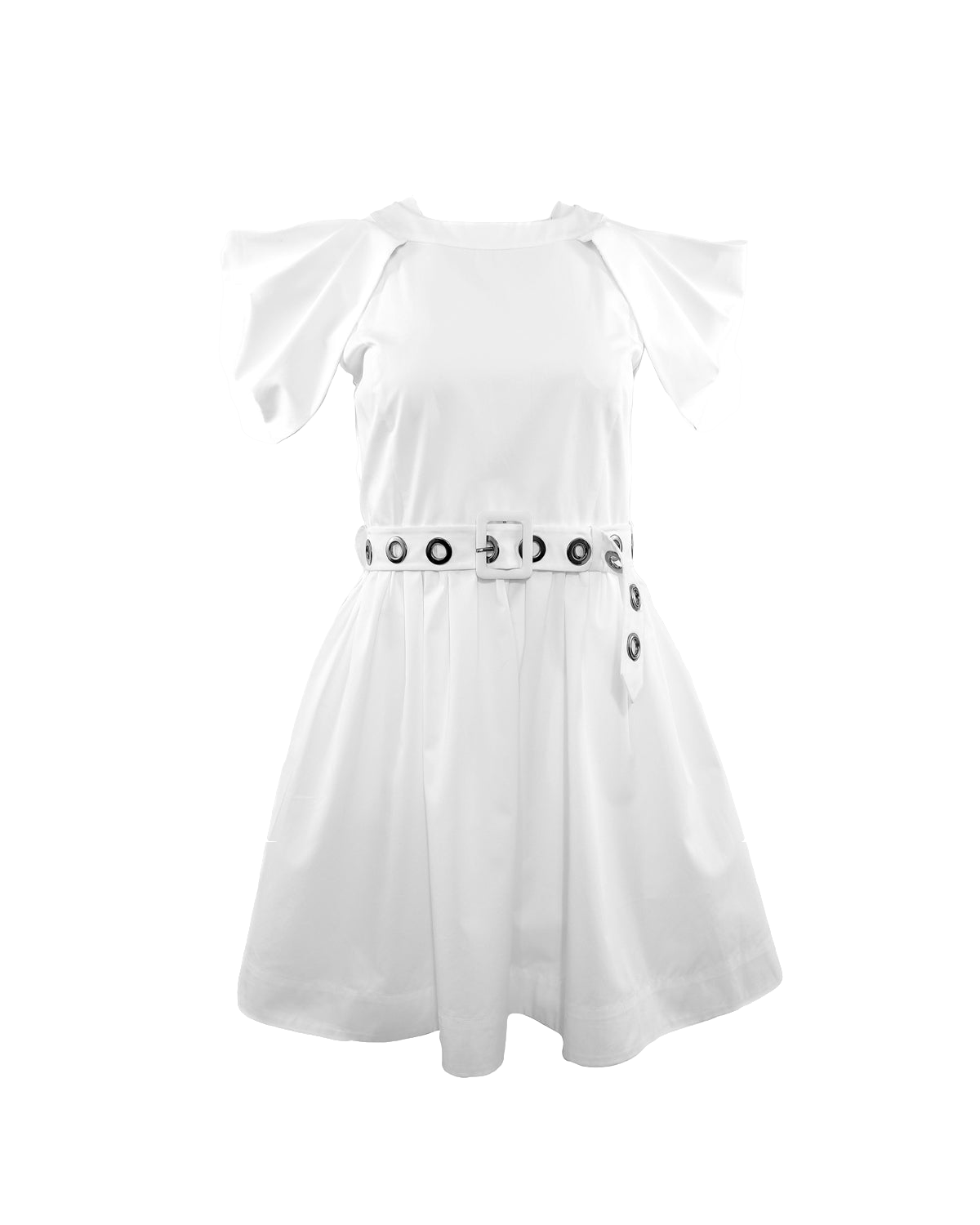 Shop Theo The Label Echo Grommet Belted Dress In White