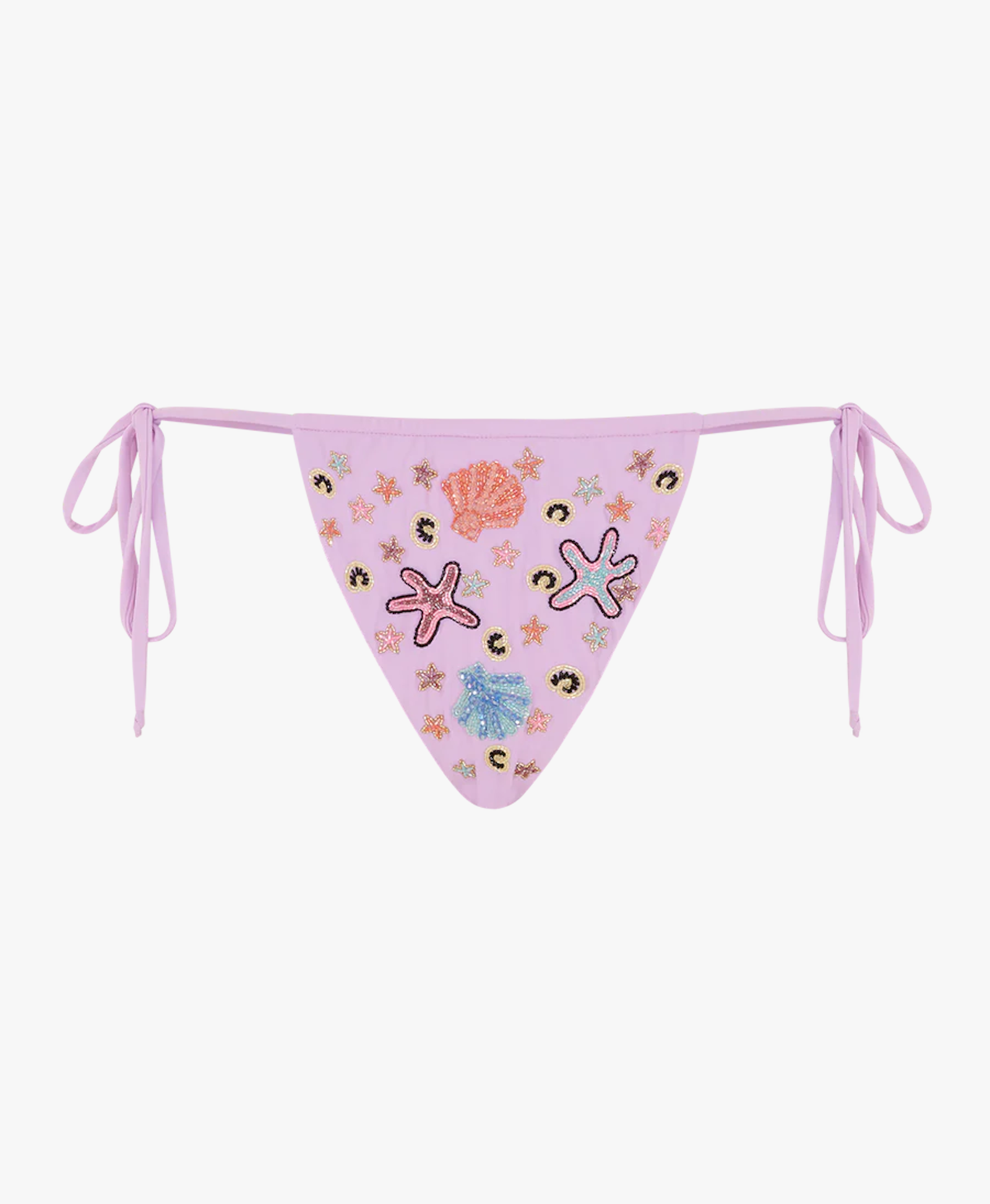 Fia Tropical Hand Embroidered Bikini Bottoms Lilac made by Oceanus Swimwear