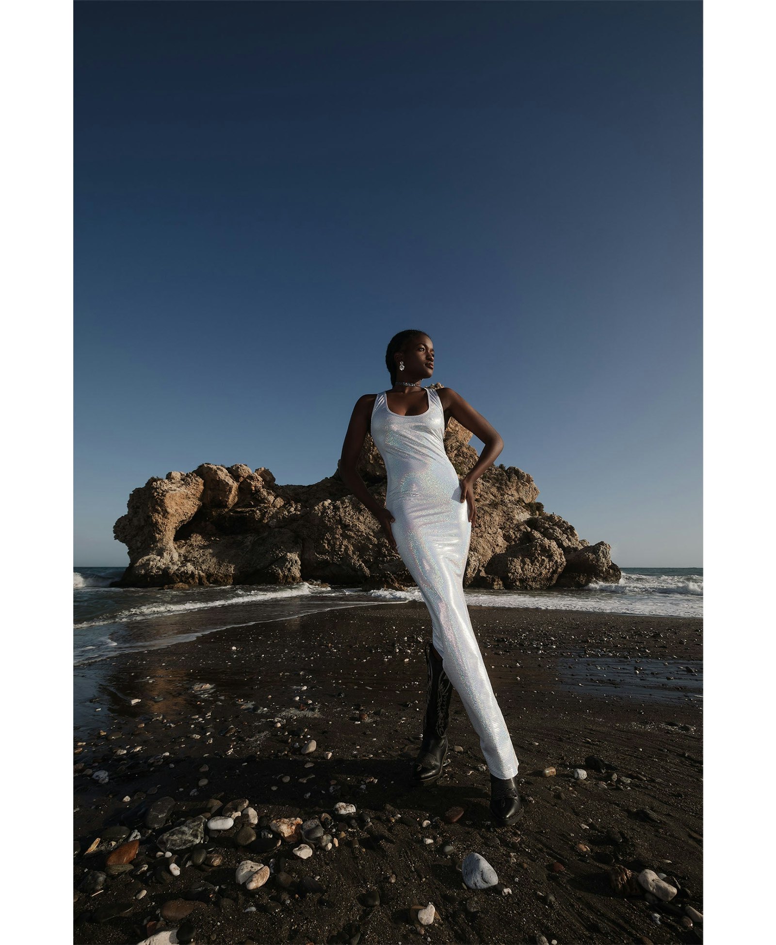 Ray Disco White Maxi Dress made by Lora Istanbul