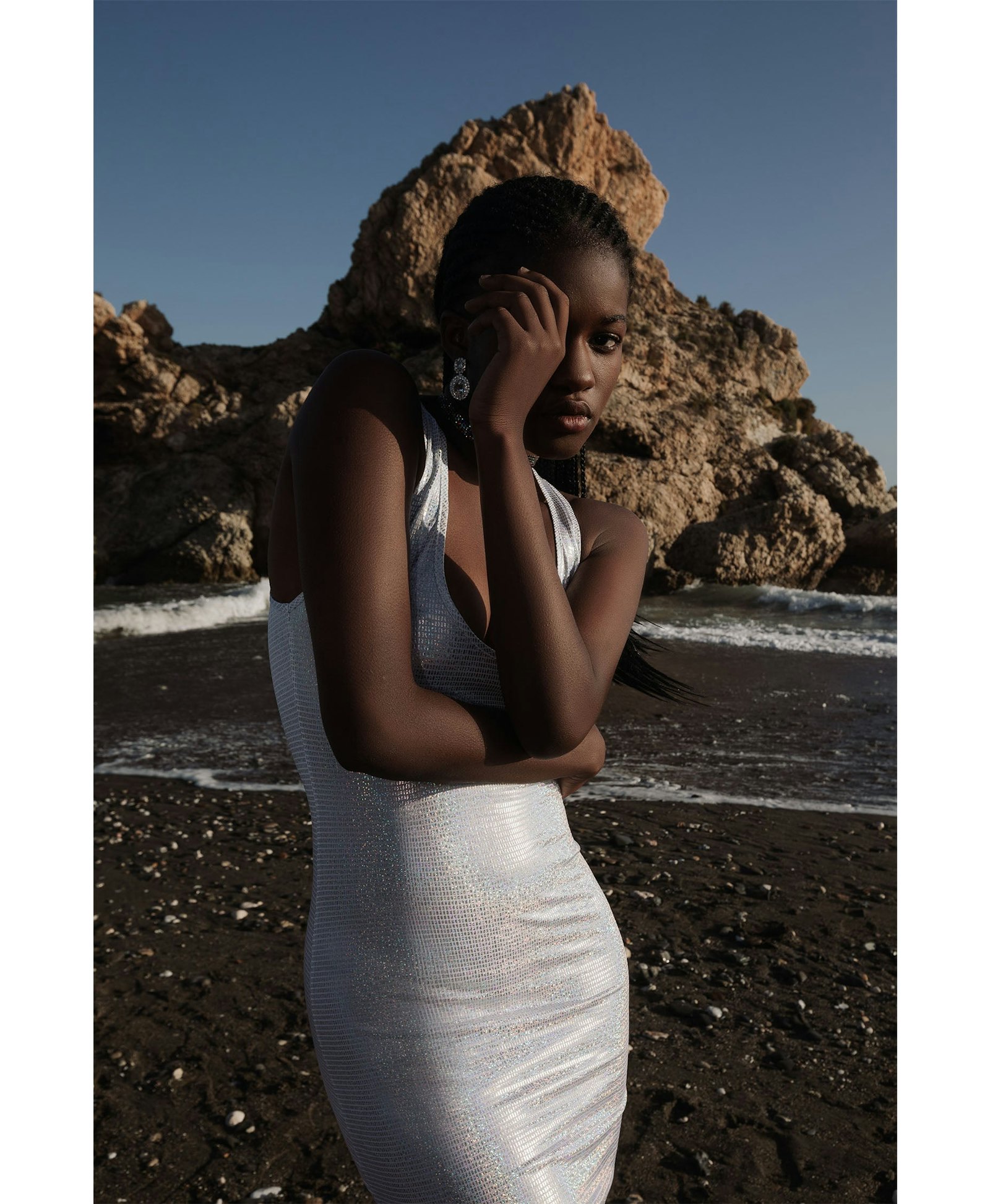 Ray Disco White Maxi Dress made by Lora Istanbul