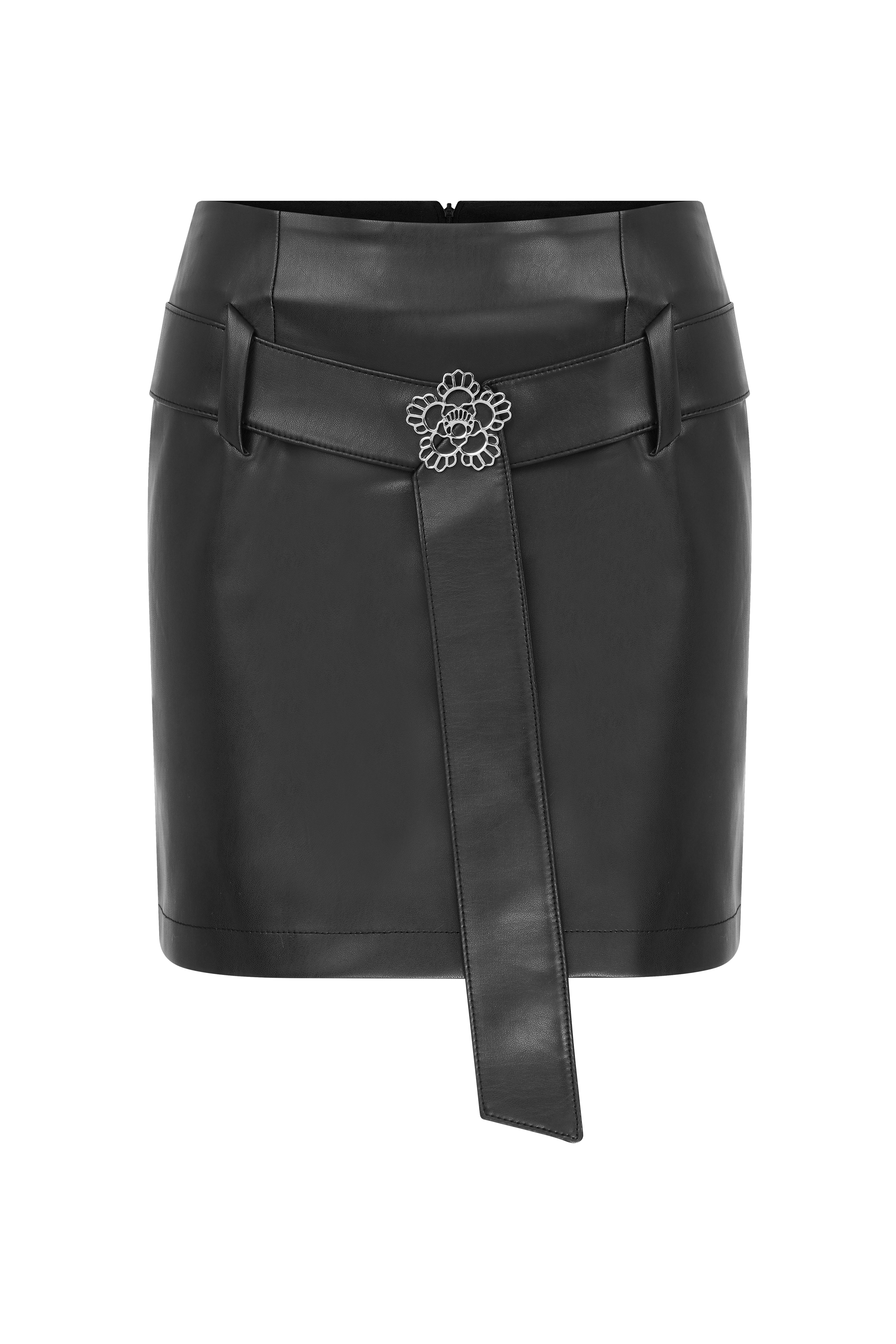 Shop Declara Romance In Leather Mini Skirt