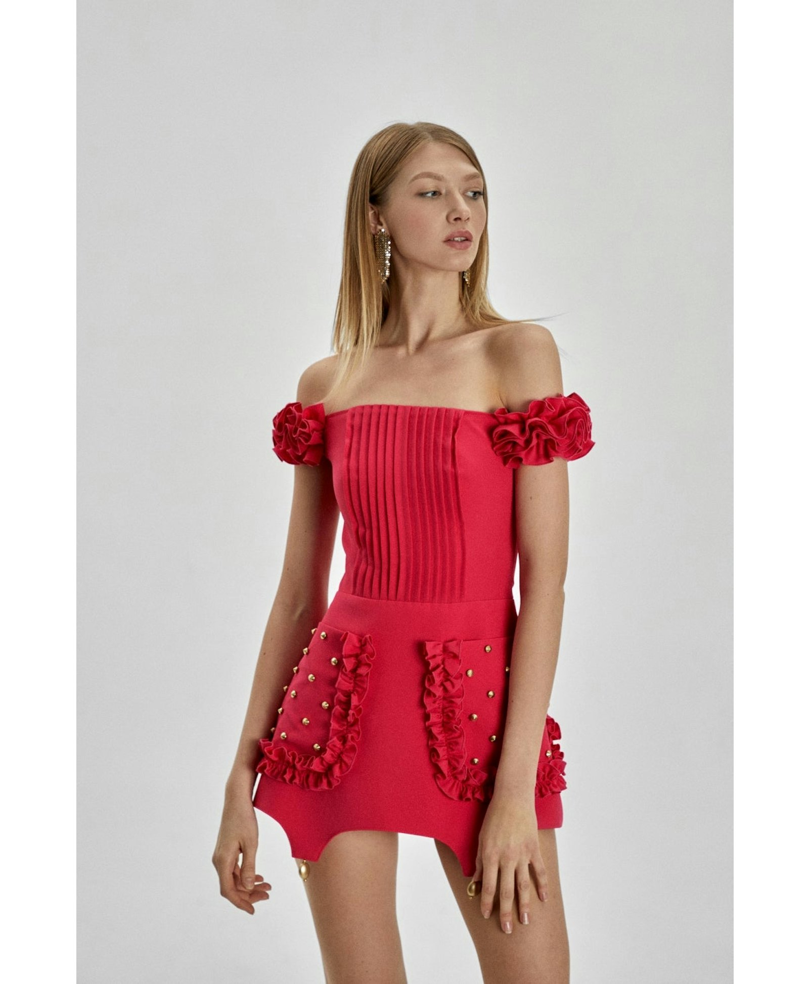 Ruffled Dress With Pocket in Pink made by Guranda