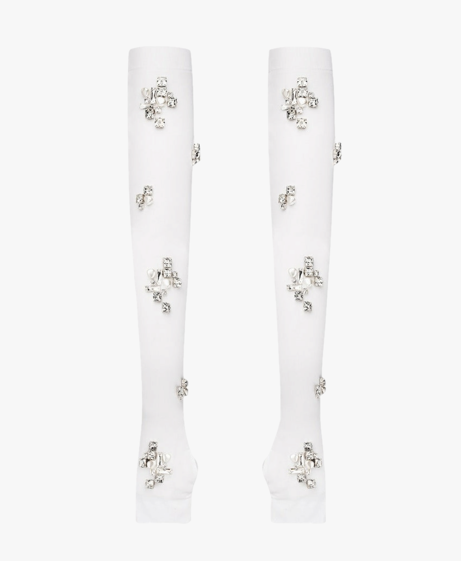 FINGERLESS GLOVES WITH JEWEL AND PEARL EMBELLISHMENTS in White made by NDS The Label