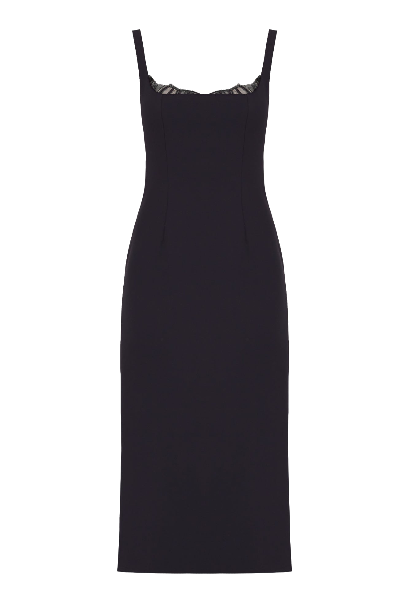 Undress Hilda Black Square Neckline Dress With Lace Detail