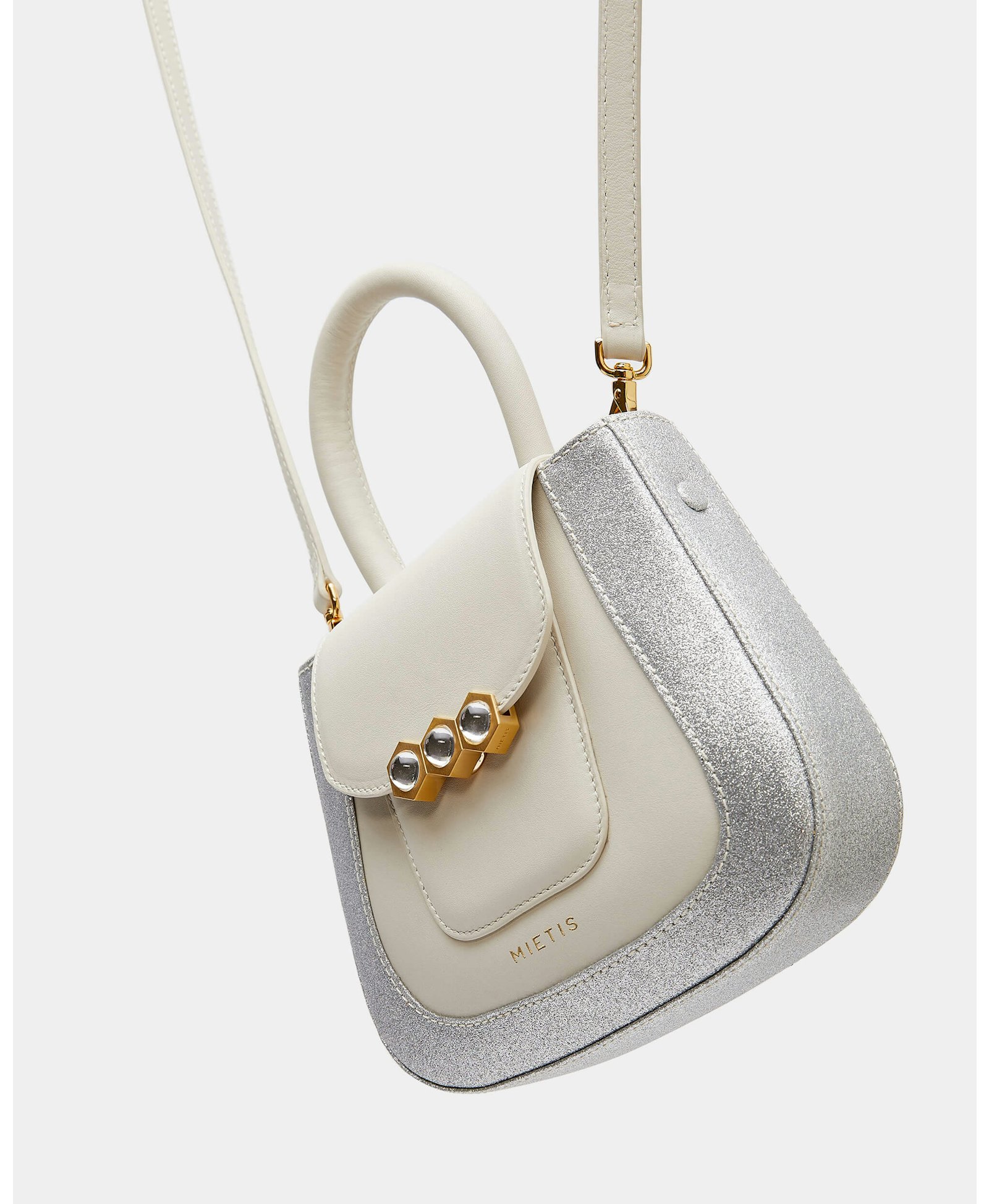 Mini Jill Padded White / Silver Glitter in White made by Mietis