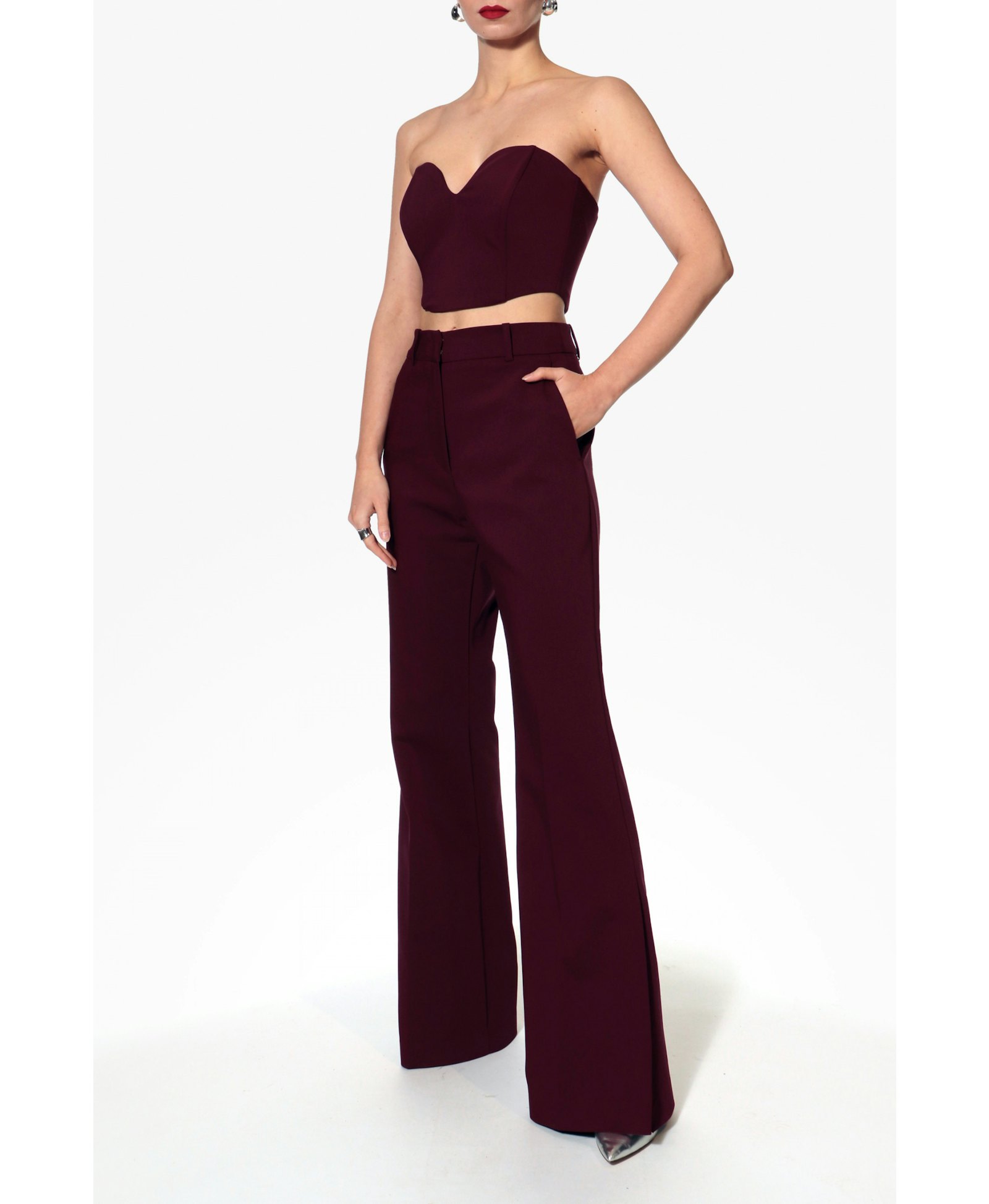 Pants Camilla Burgundy Wine made by HALEWSKI