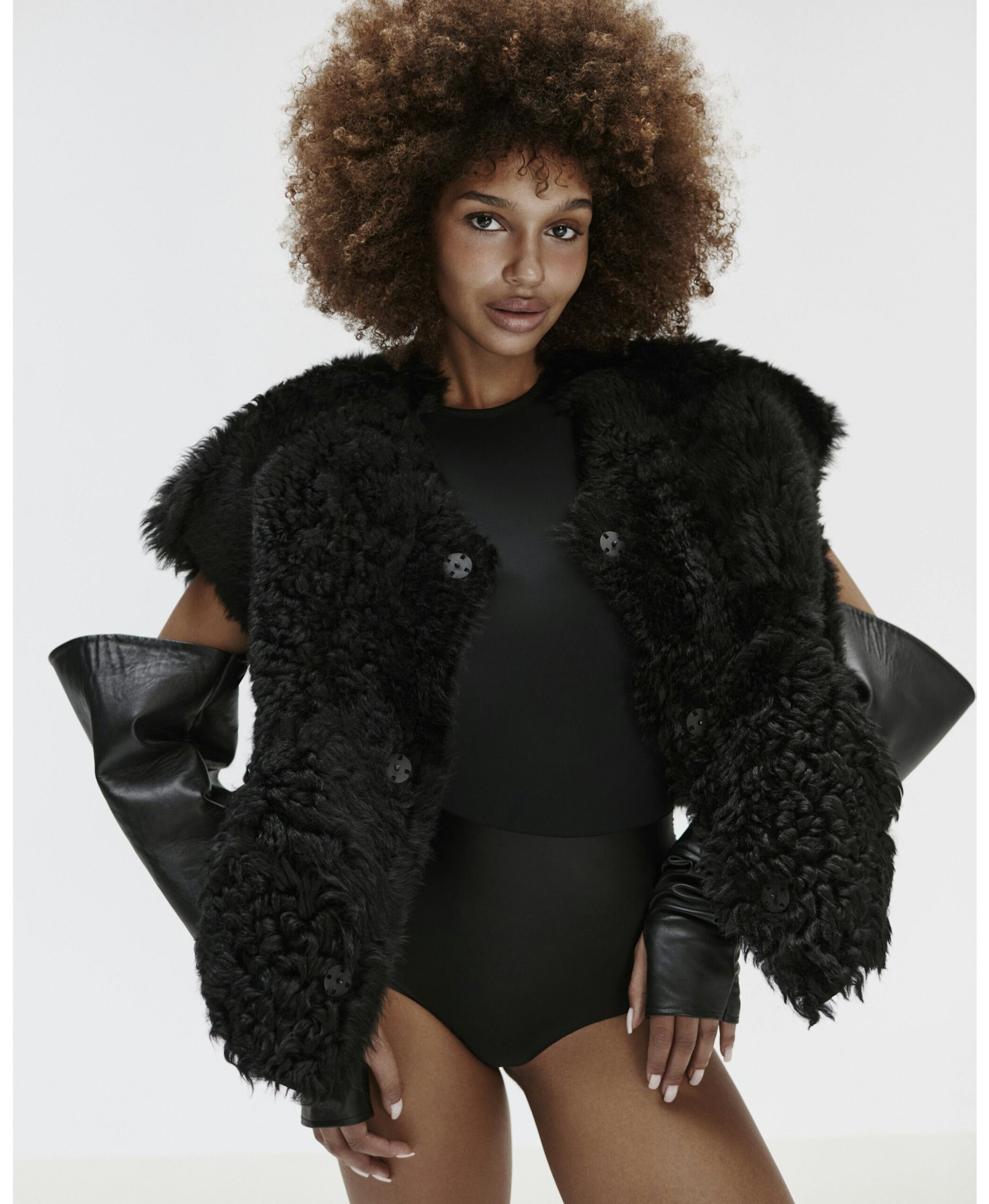 Long Leather Gloves In Black made by YAVORSKA