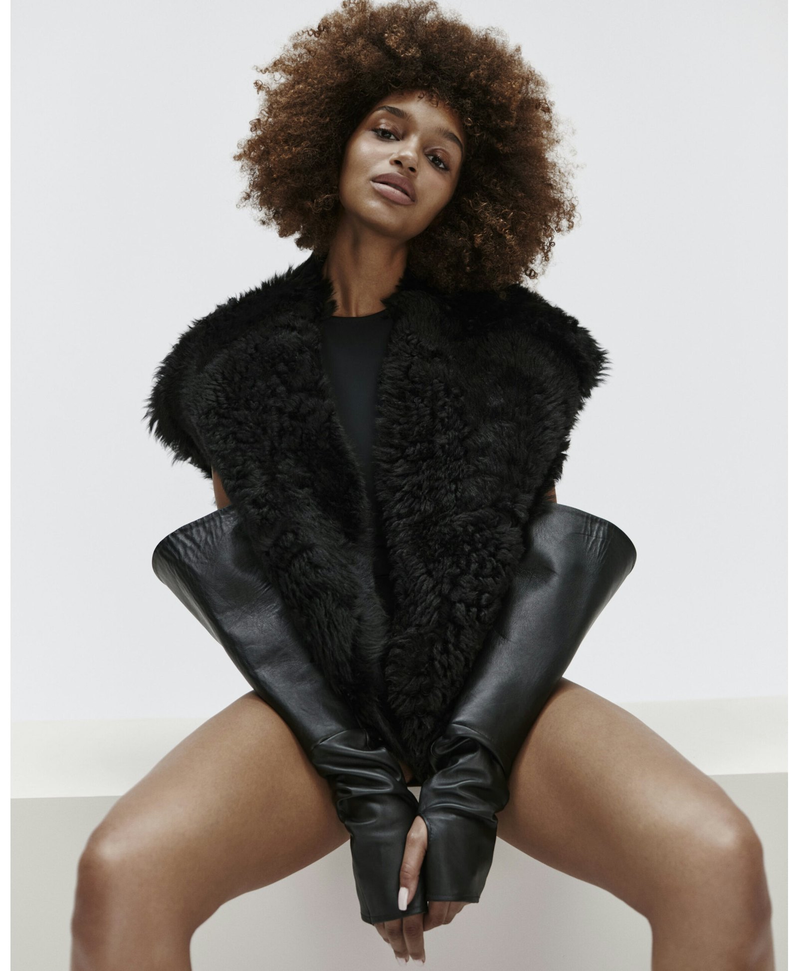 Long Leather Gloves In Black made by YAVORSKA