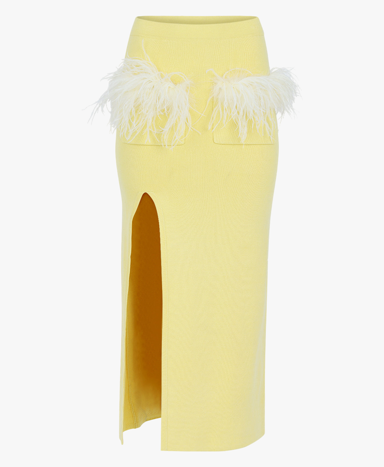 Yellow Vanilla Knit Skirt With Feathers made by ANDREEVA