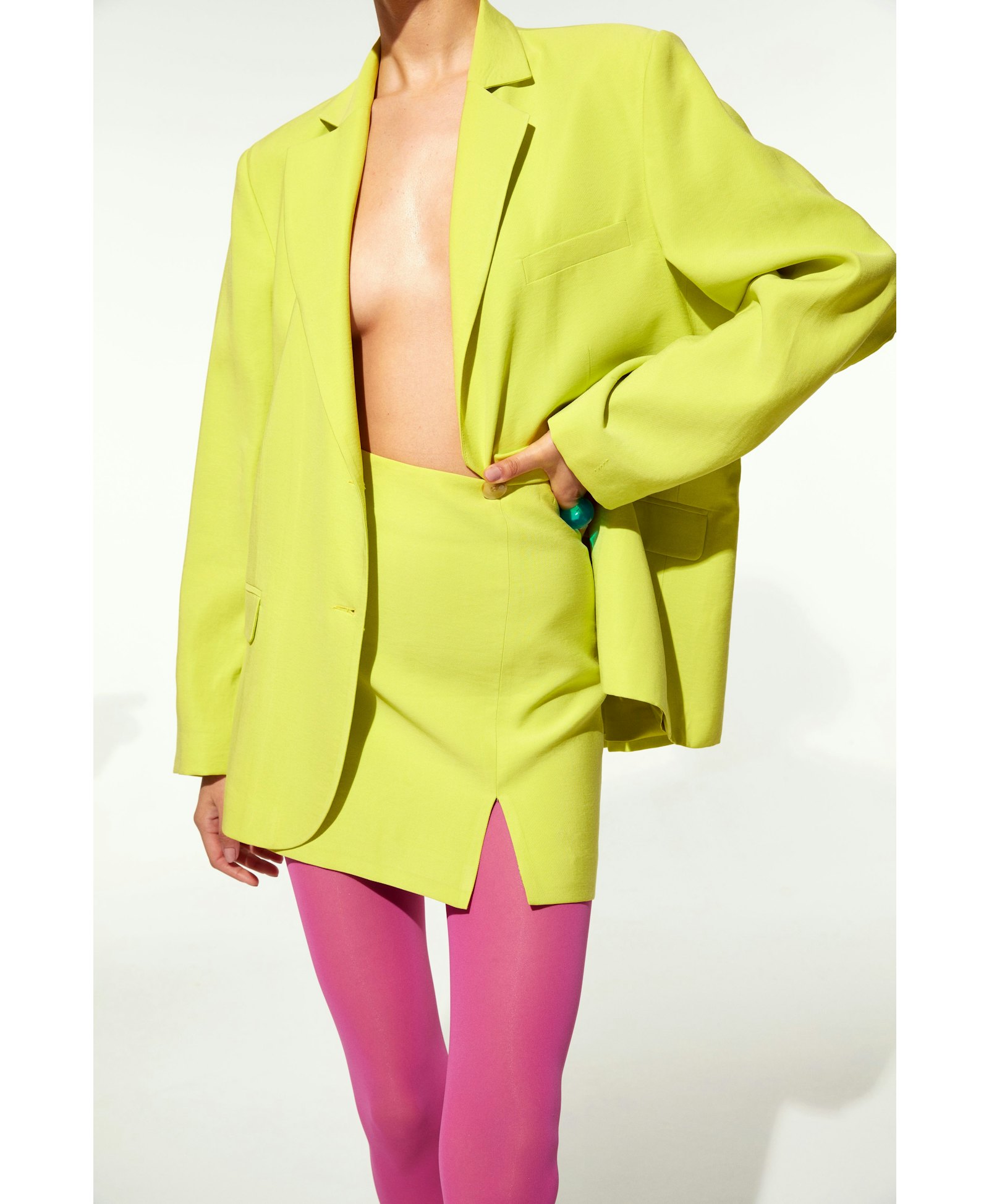 Vance Mini Skirt in Lime in Yellow made by Nazli Ceren