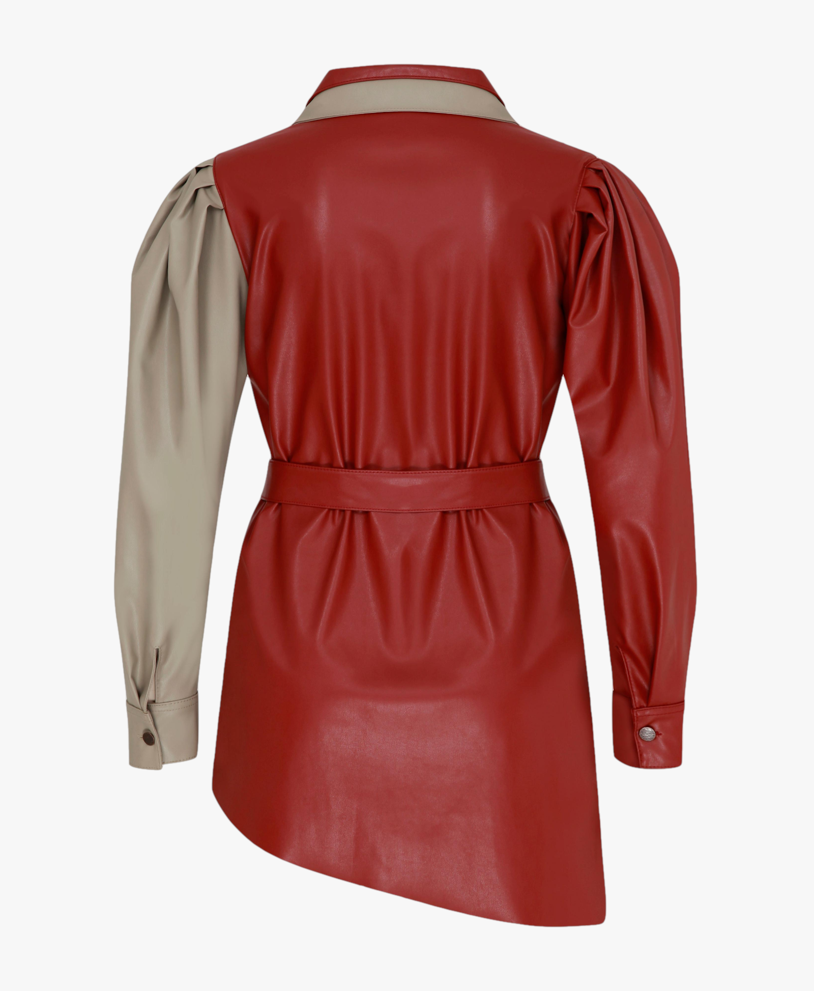 Mara Asymmetric Vegan Leather Shirt made by Nazli Ceren