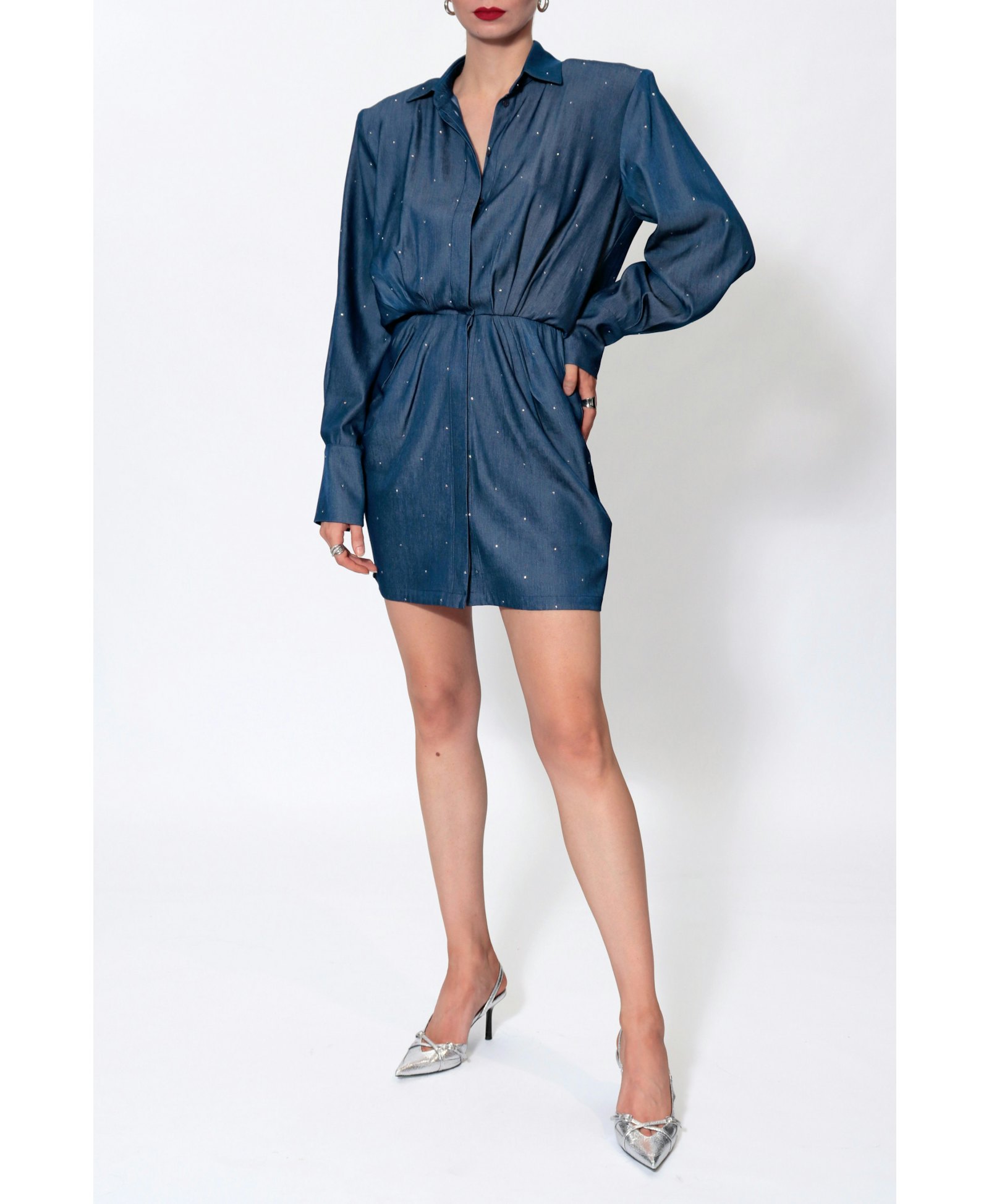 Dress Electra Navy Denim Jets made by HALEWSKI