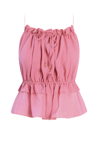 Hanne Bloch Bubblegum String Silk Top In Pink