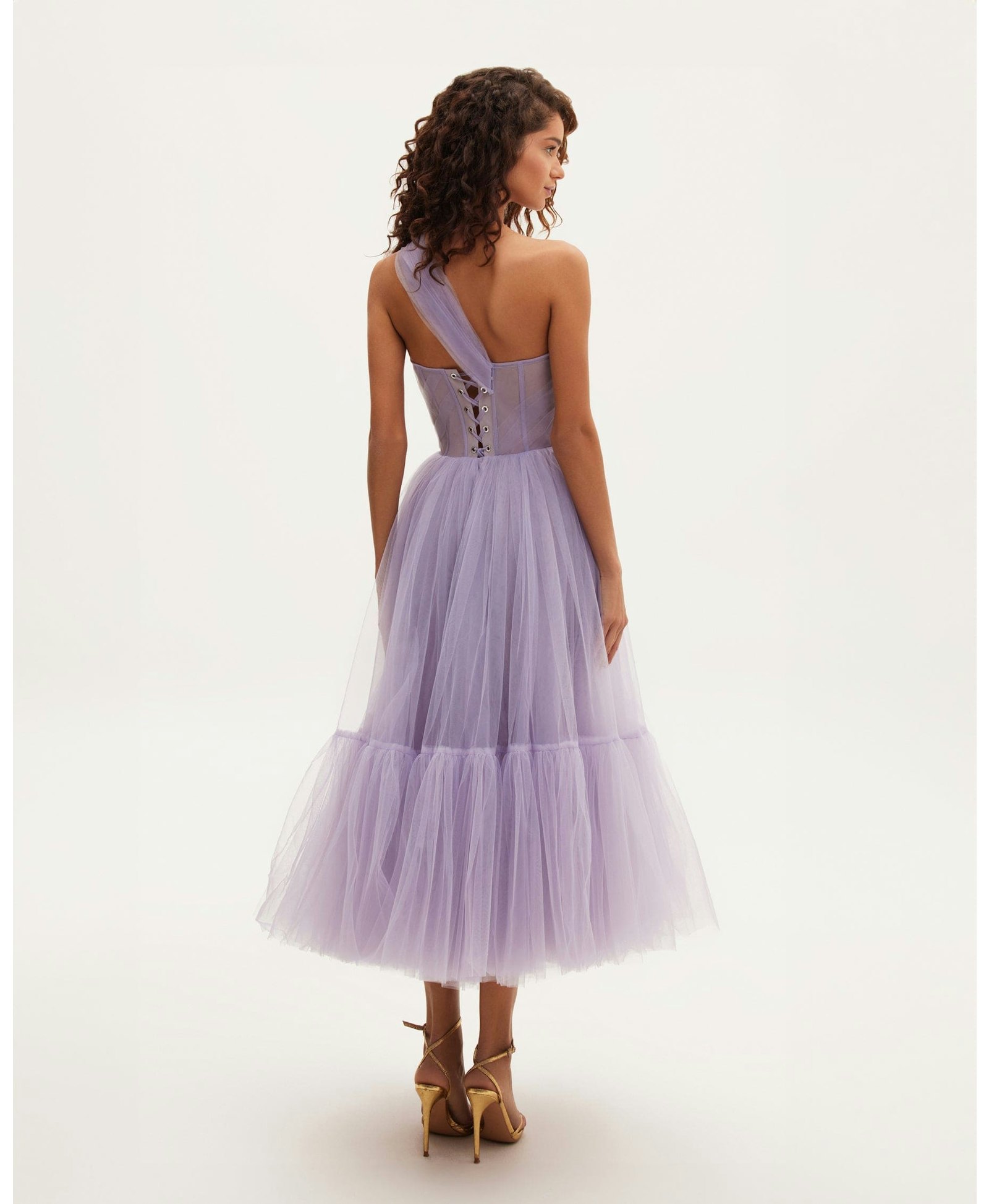 Lavender One-Shoulder Cocktail Tulle Dress made by Milla