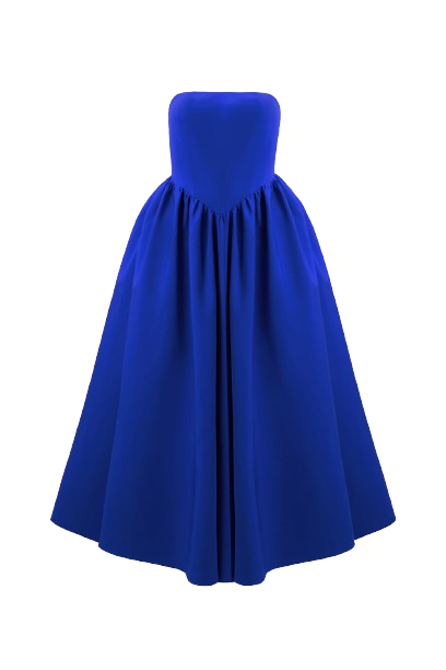 Shop Lora Istanbul Eva Night Blue Strapless Corset Midi Dress