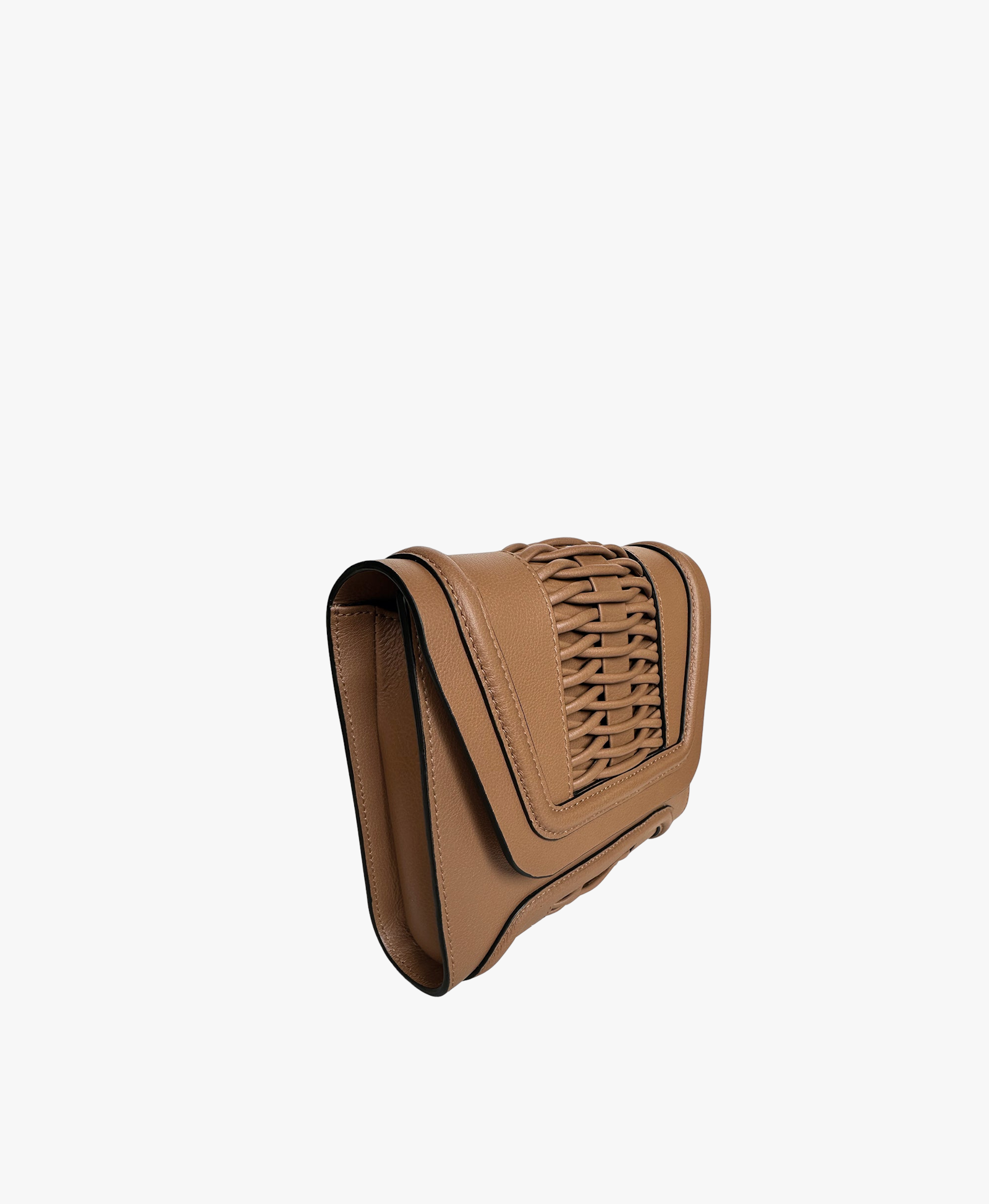 Mini Giovanna camel braided clutch made by Yliana Yepez