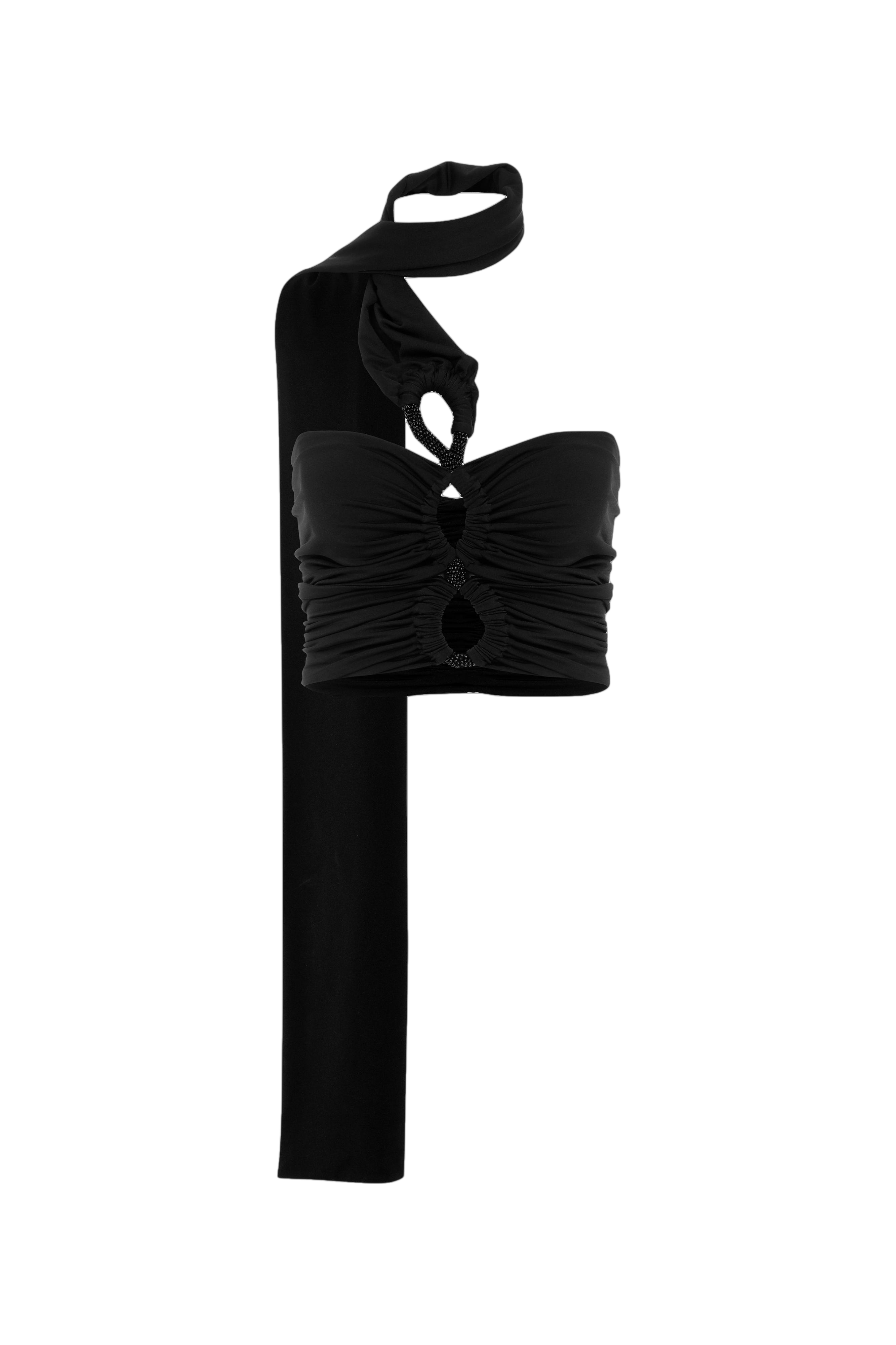 Ila Aurora-jersey Top With Handmade Accessory In Black