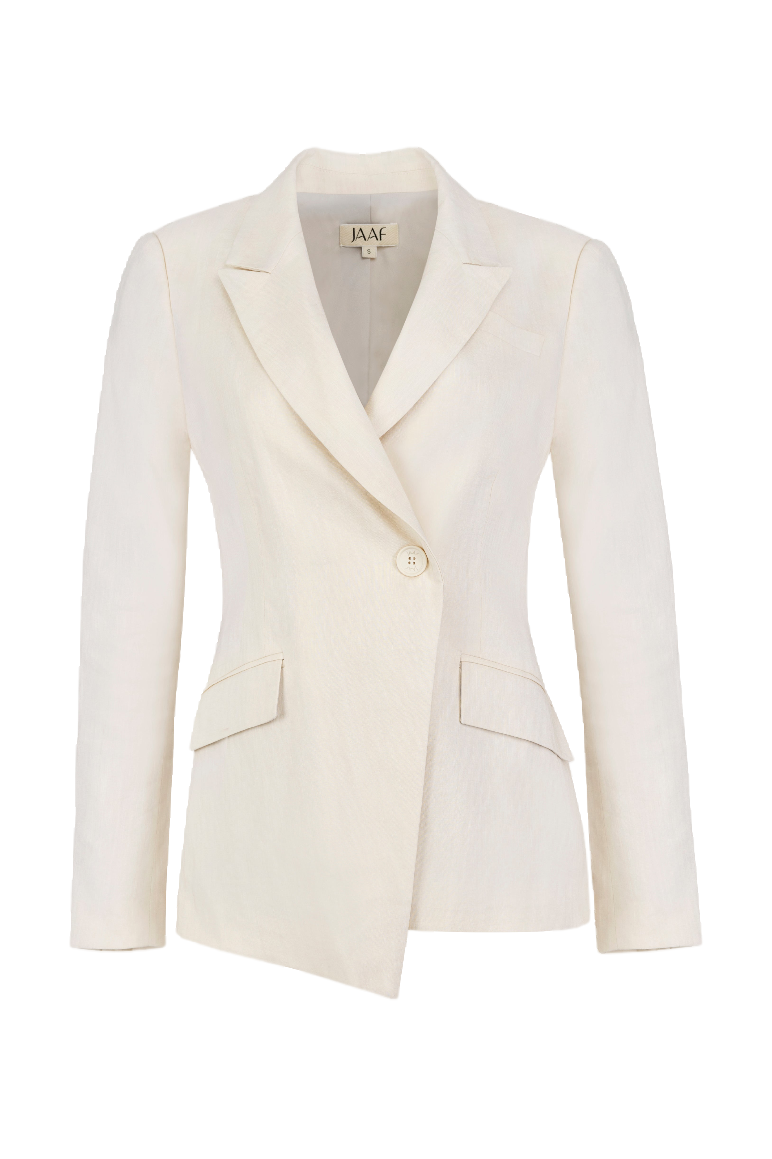 Jaaf Tailored Asymmetric Blazer In Sandy Beige In White