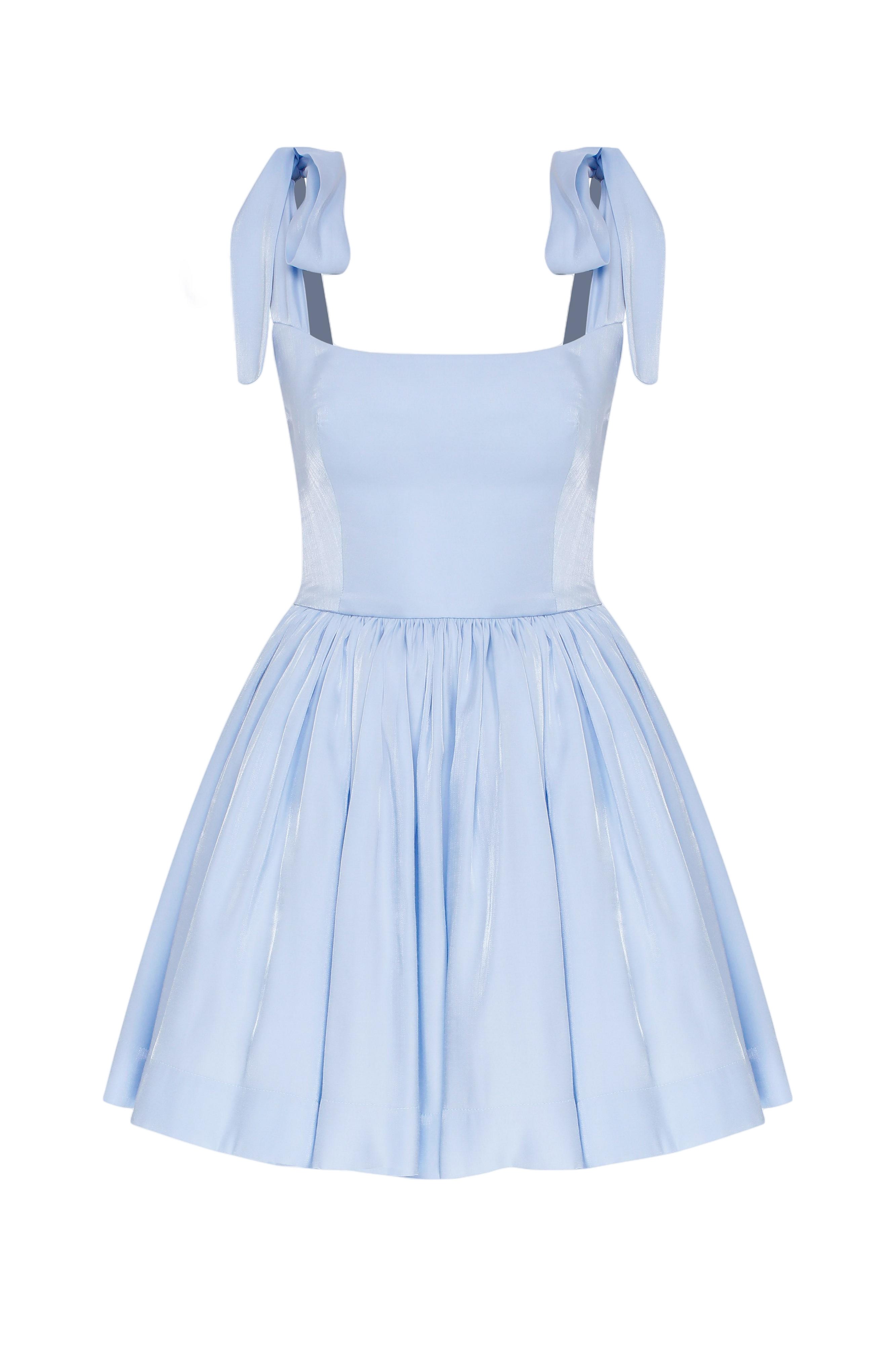 Nazli Ceren Sibby Baby Blue Dress In White