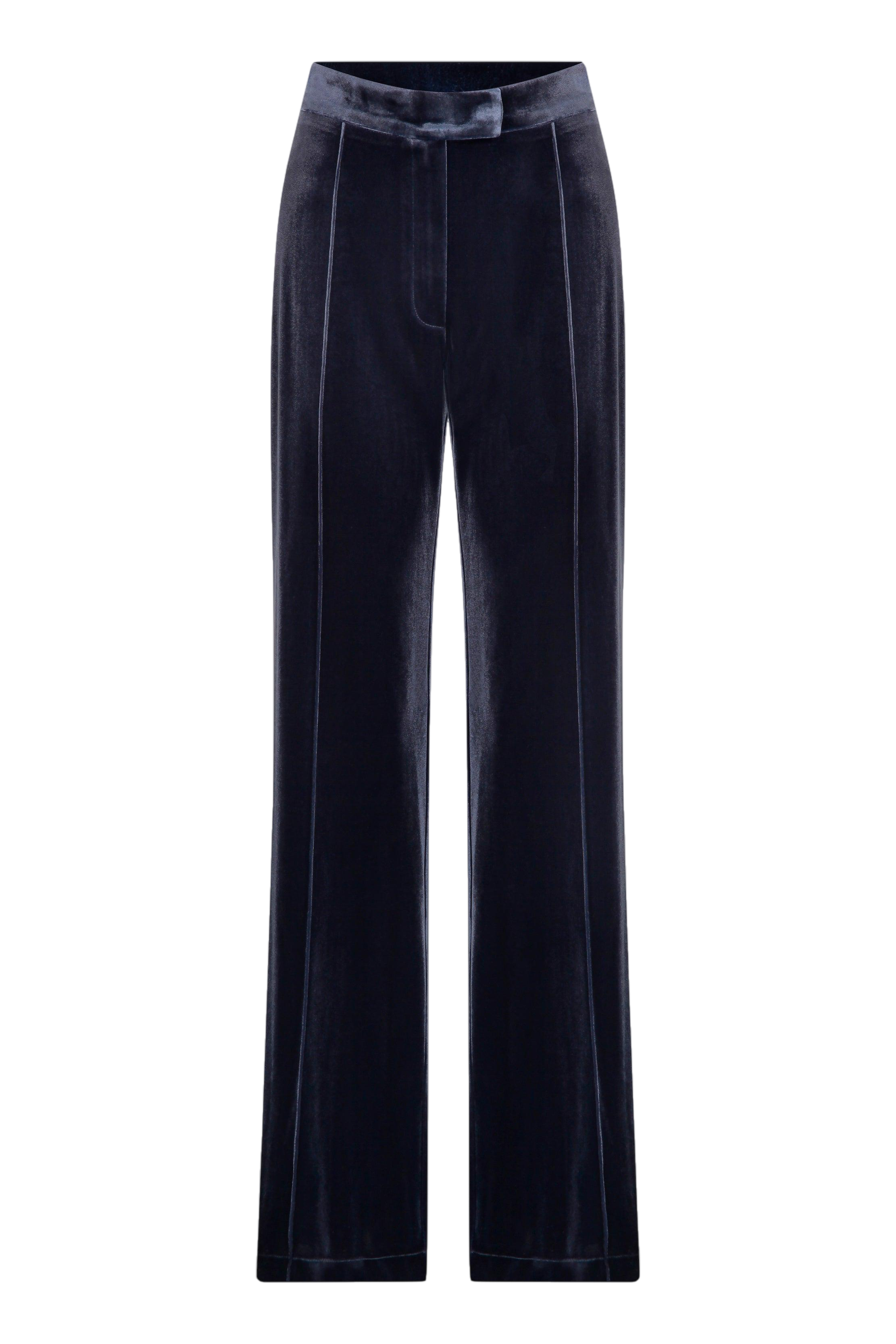 Nazli Ceren Orvell Velvet Trousers In Dark Grey