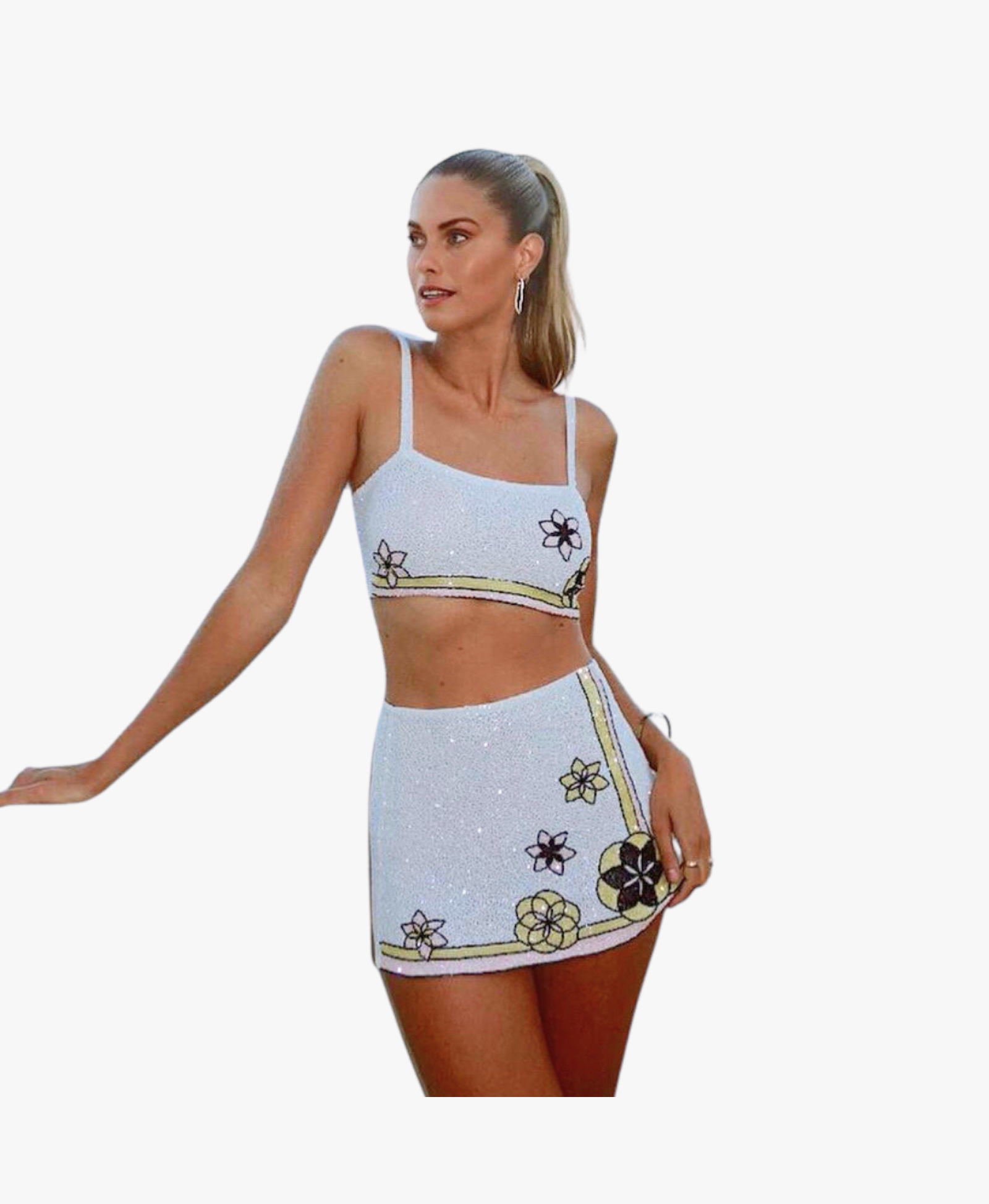 Mei Flattering Summer Luxe Co-ord White in White made by Oceanus Swimwear
