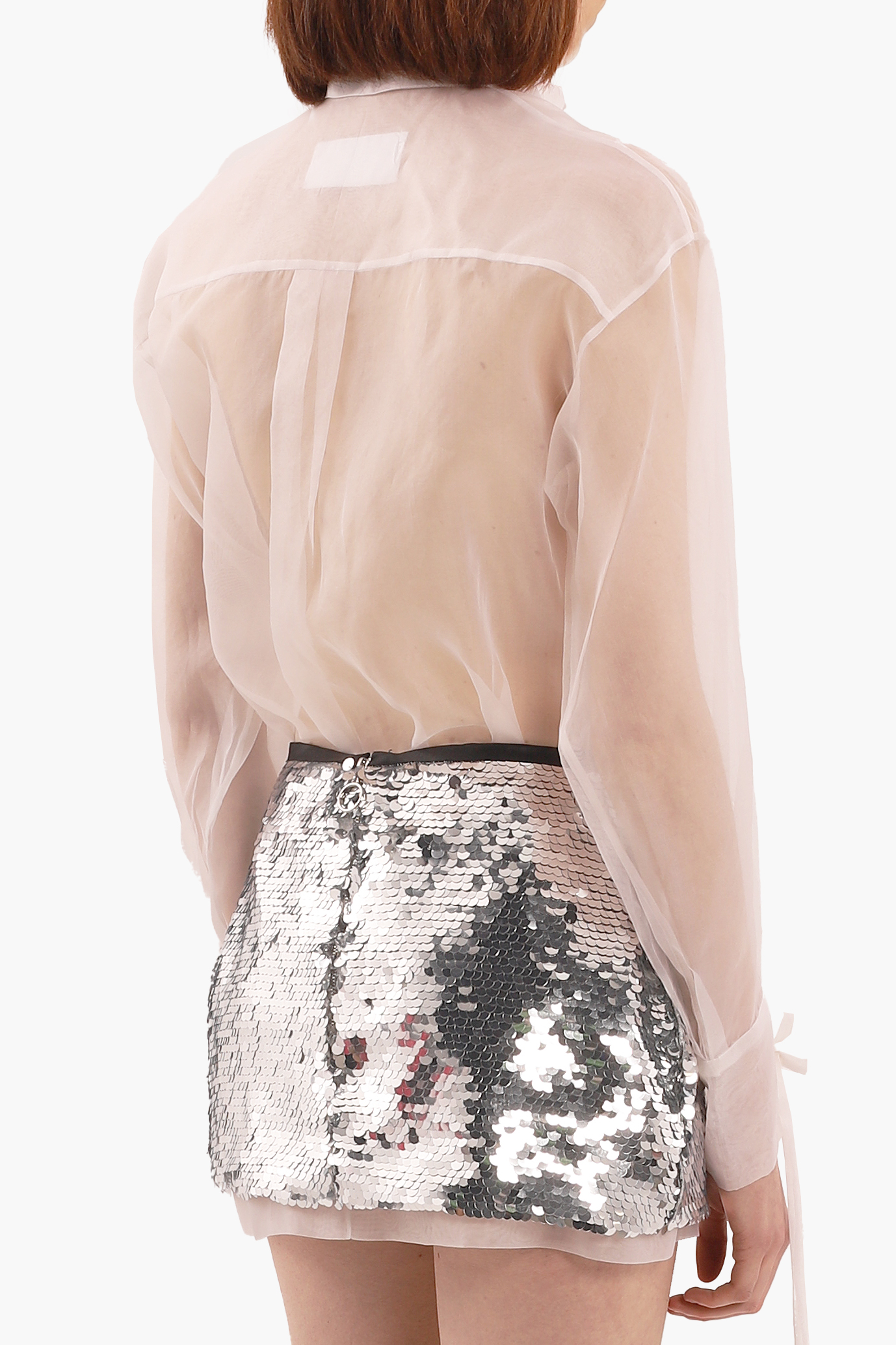 Shop Compte Spain Silver Sequin Mini Skirt