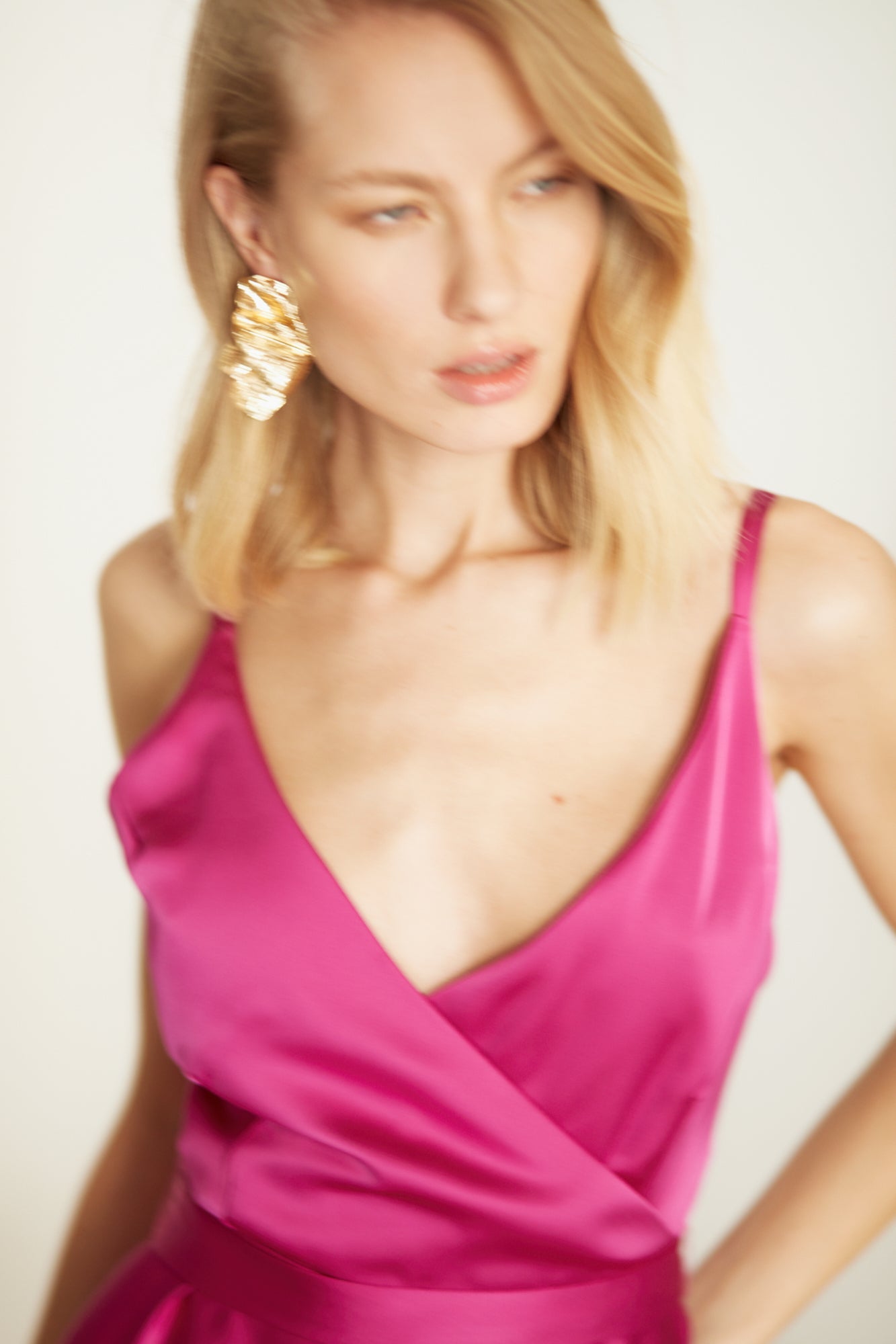 Shop Undress Freya Fuchsia Pink Satin Long Evening Dress