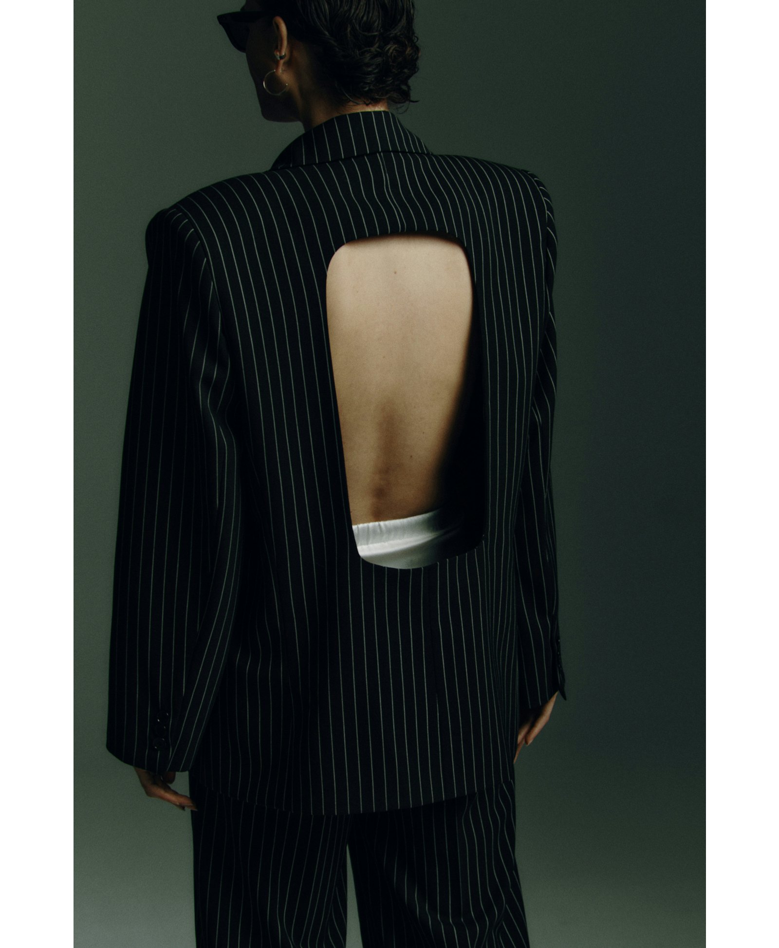 Striped Open Back Blazer made by Wiktoria Frankowska