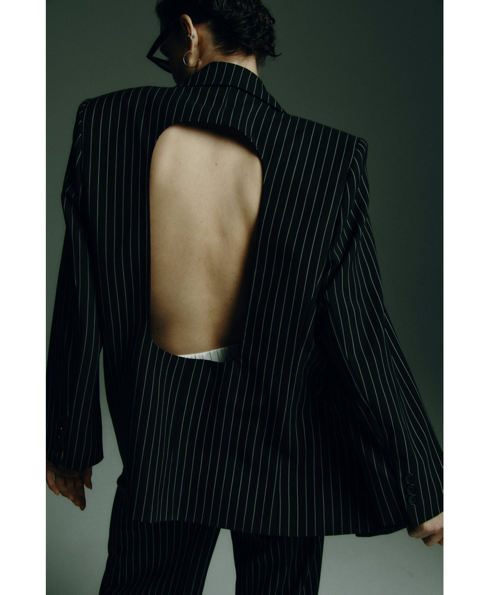Striped Open Back Blazer made by Wiktoria Frankowska