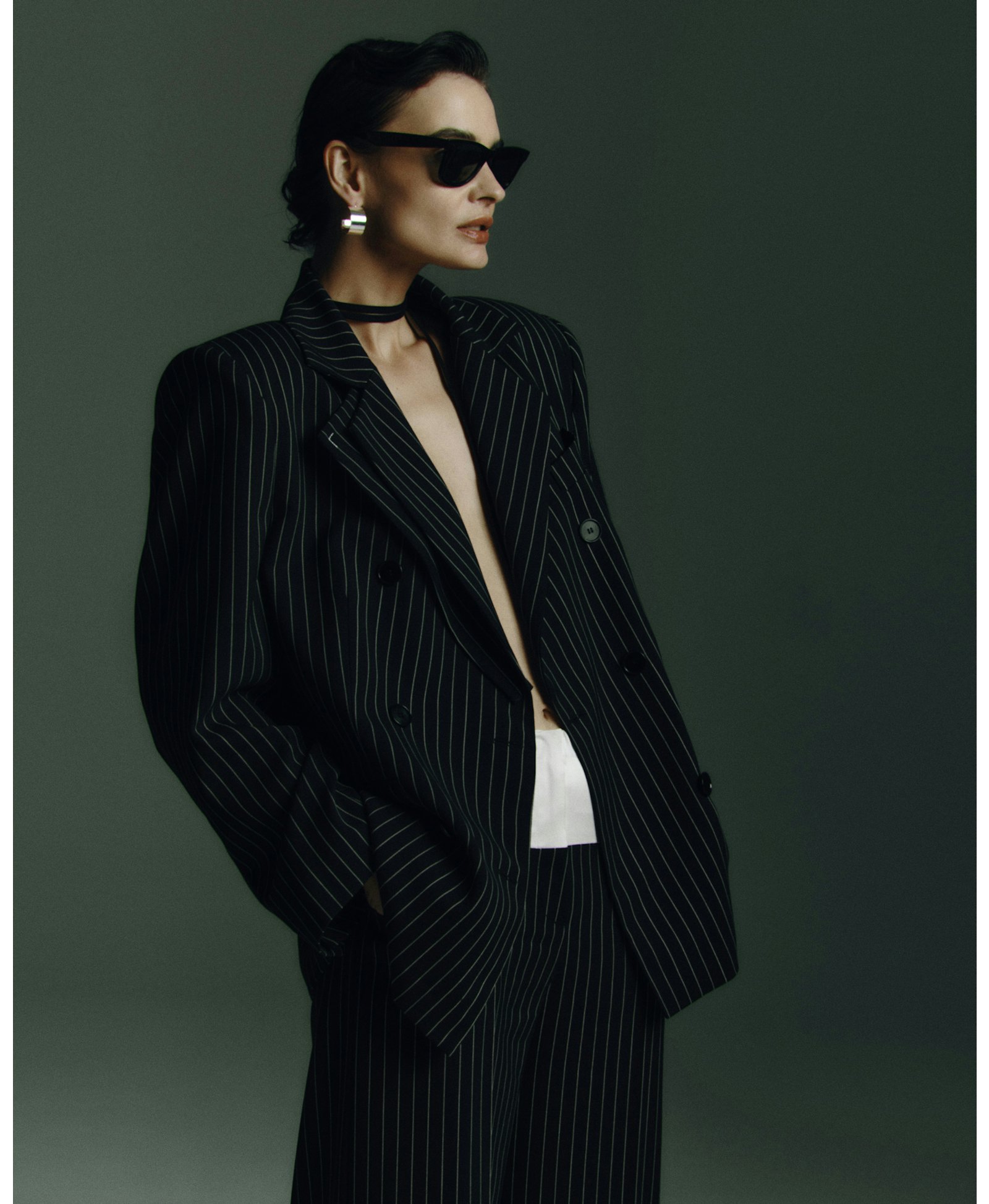 Striped Open Back Blazer made by Wiktoria Frankowska