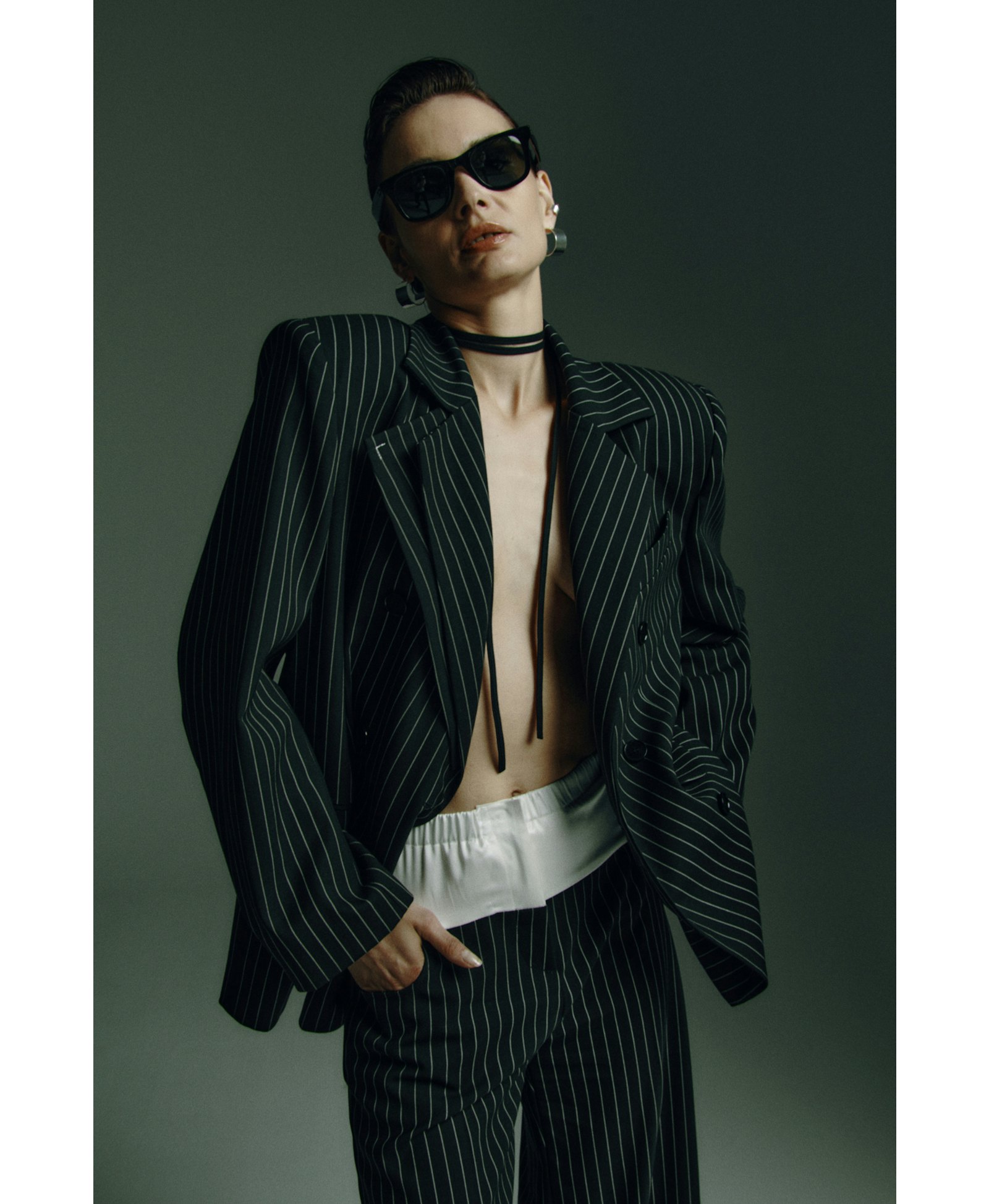 Striped Open Back Blazer made by Wiktoria Frankowska