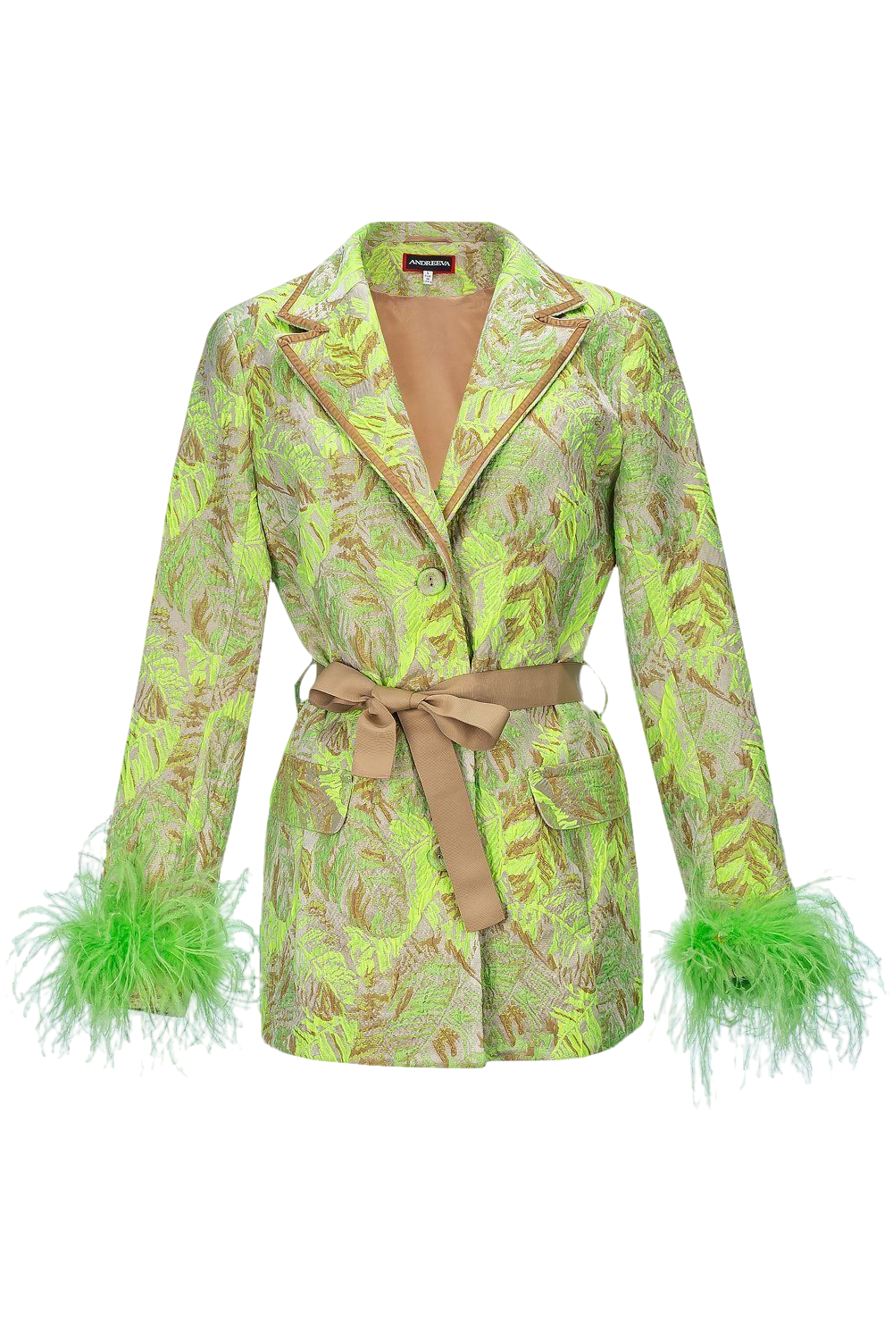 Andreeva Mint Jacqueline Blazer №20 With Detachable Feather Cuffs In ...