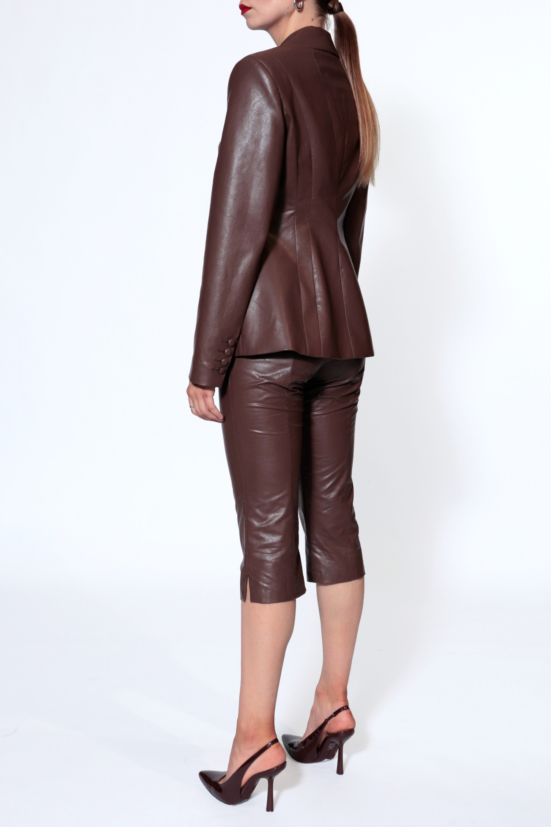 Shop Halewski Pants Capri Dakota Chocolate Brown