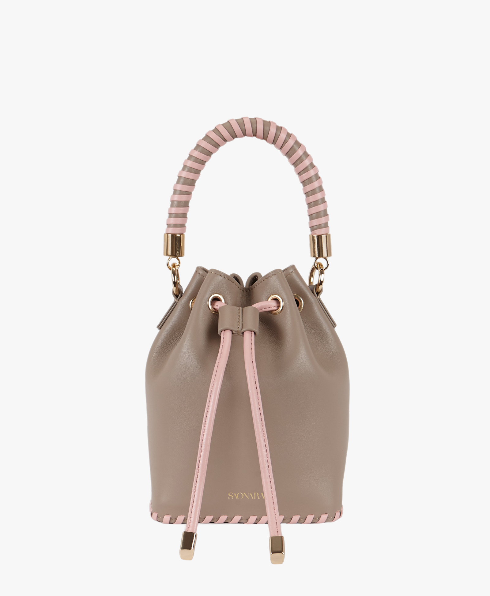 SAONARA MINI BUCKET TAUPE/PEONIA PIEL made by Saonara