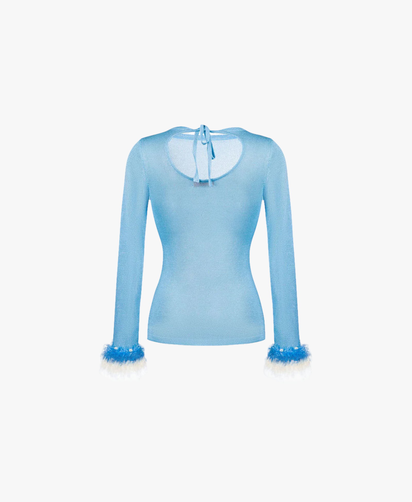 Baby Blue Knit Top With Handmade Knit Details made by ANDREEVA