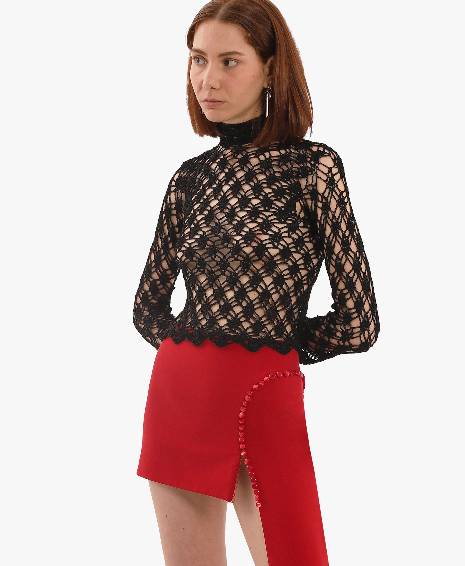 Black crochet top made by Compte Spain