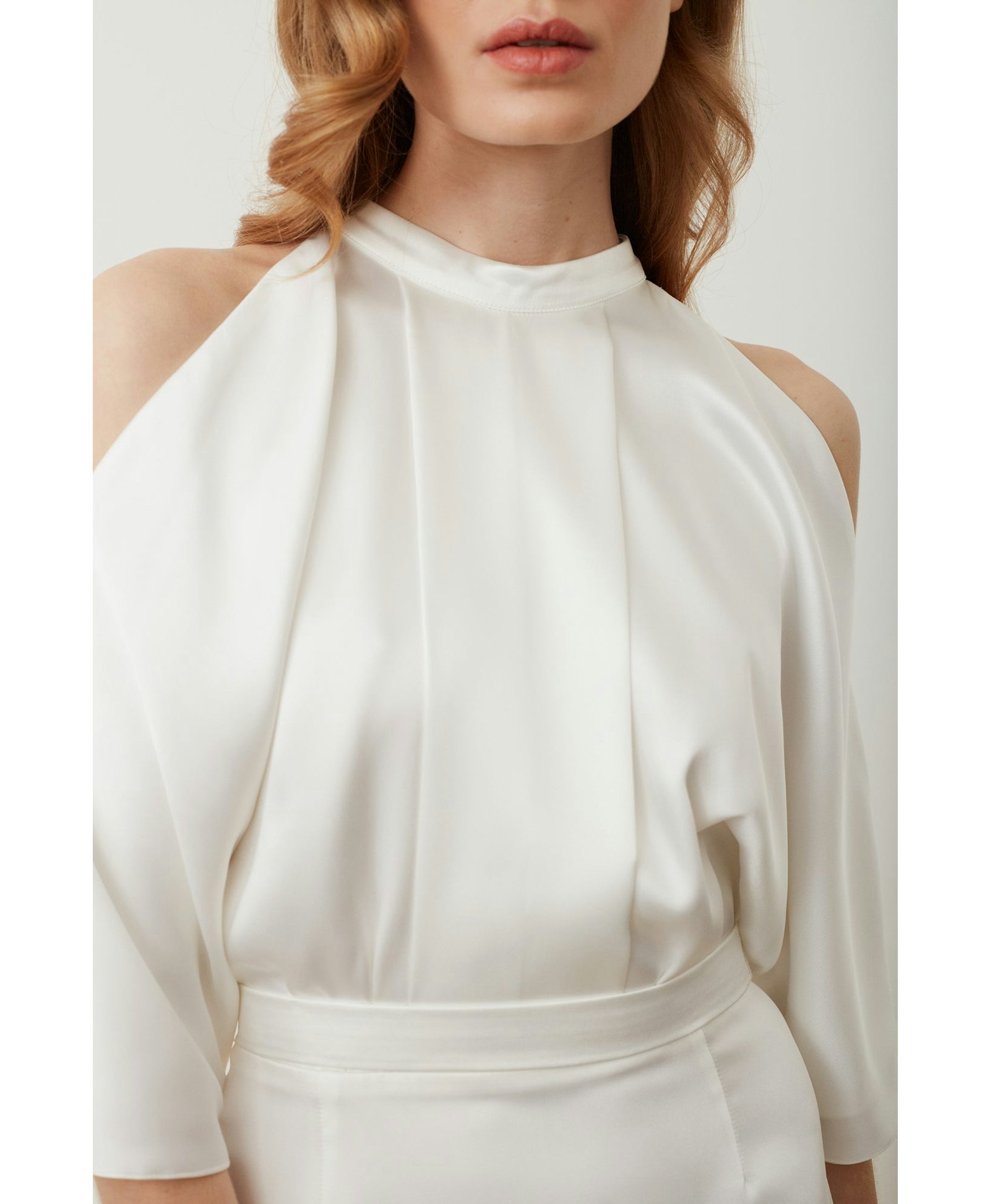 DEVA white cold shoulder maxi wedding dress made by UNDRESS