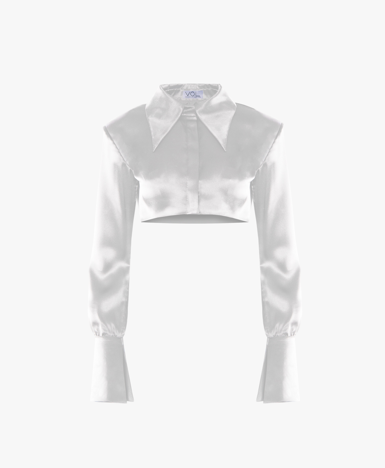 Cropped Silk Shirt in White made by Vestiaire d'un Oiseau Libre