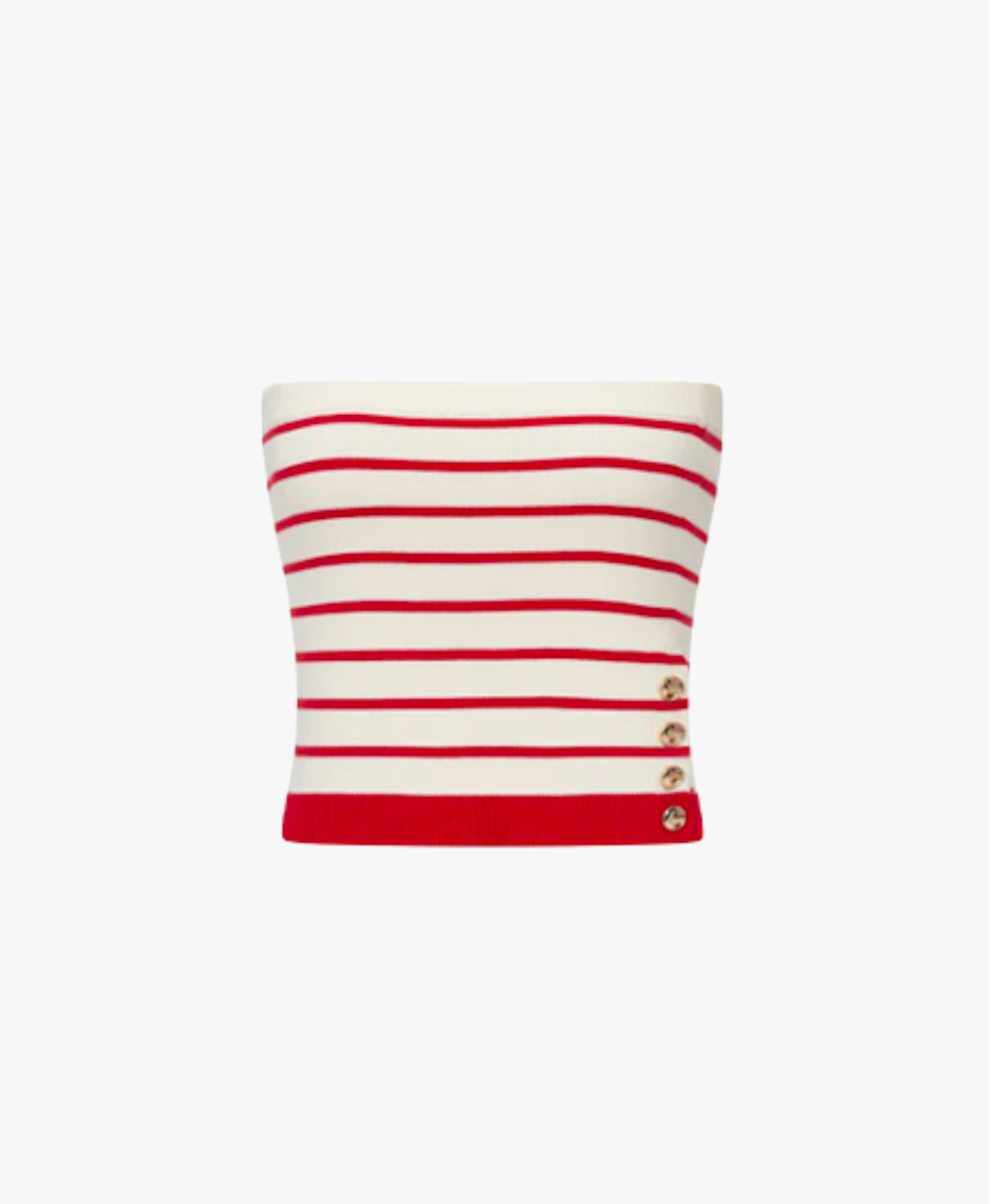 Striped Button-embellished Tube Top in Red made by CRUSH Collection