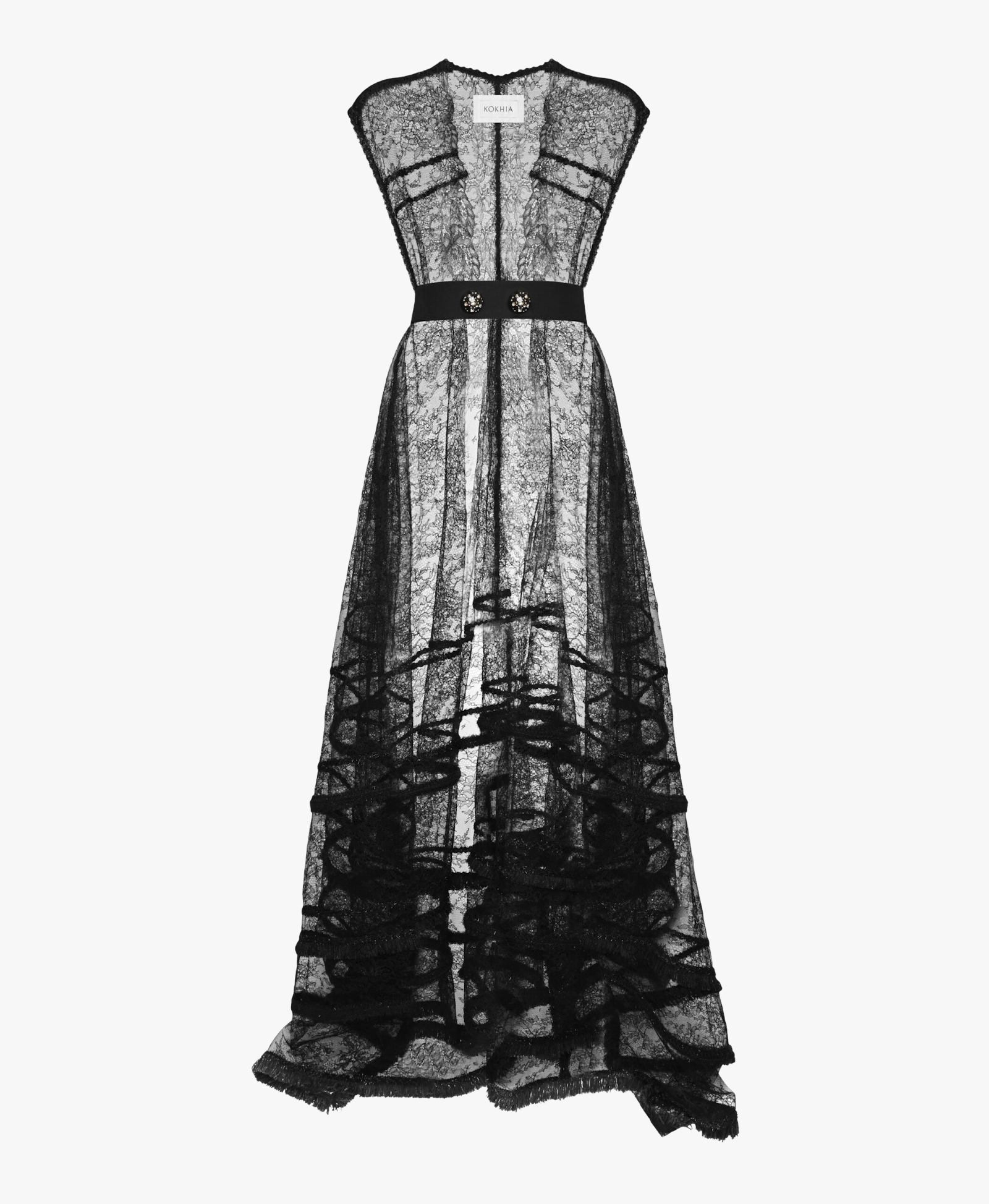 Fuzzy details lace gown made by Maria Kokhia