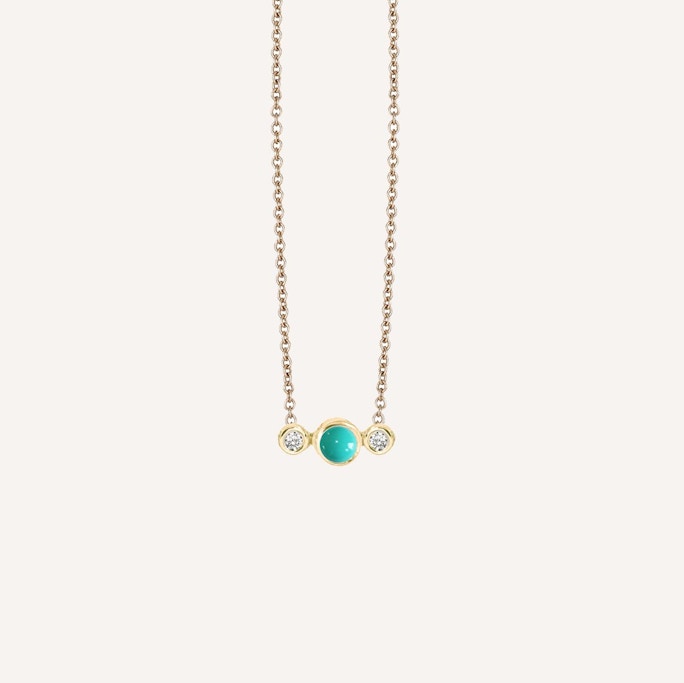 Ilana Ariel Gold Plated 3 Dot Necklace W/ Turquoise