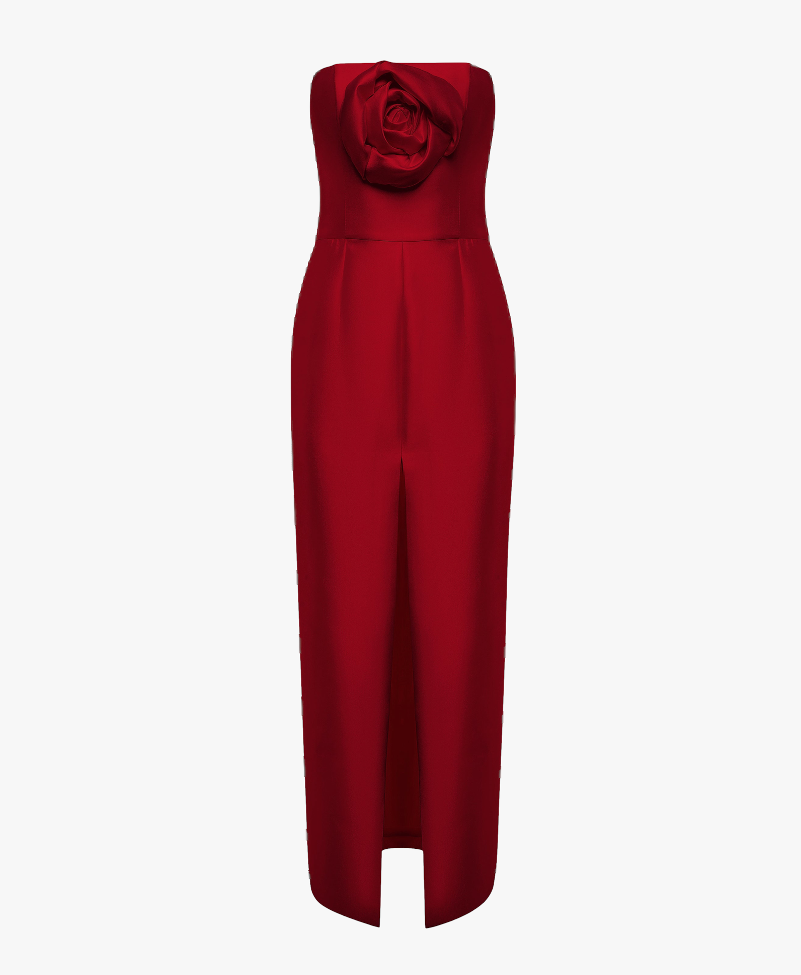 STRAPLESS EMBELLISED FRONT SLIT COLUMN DRESS in Red made by NDS The Label